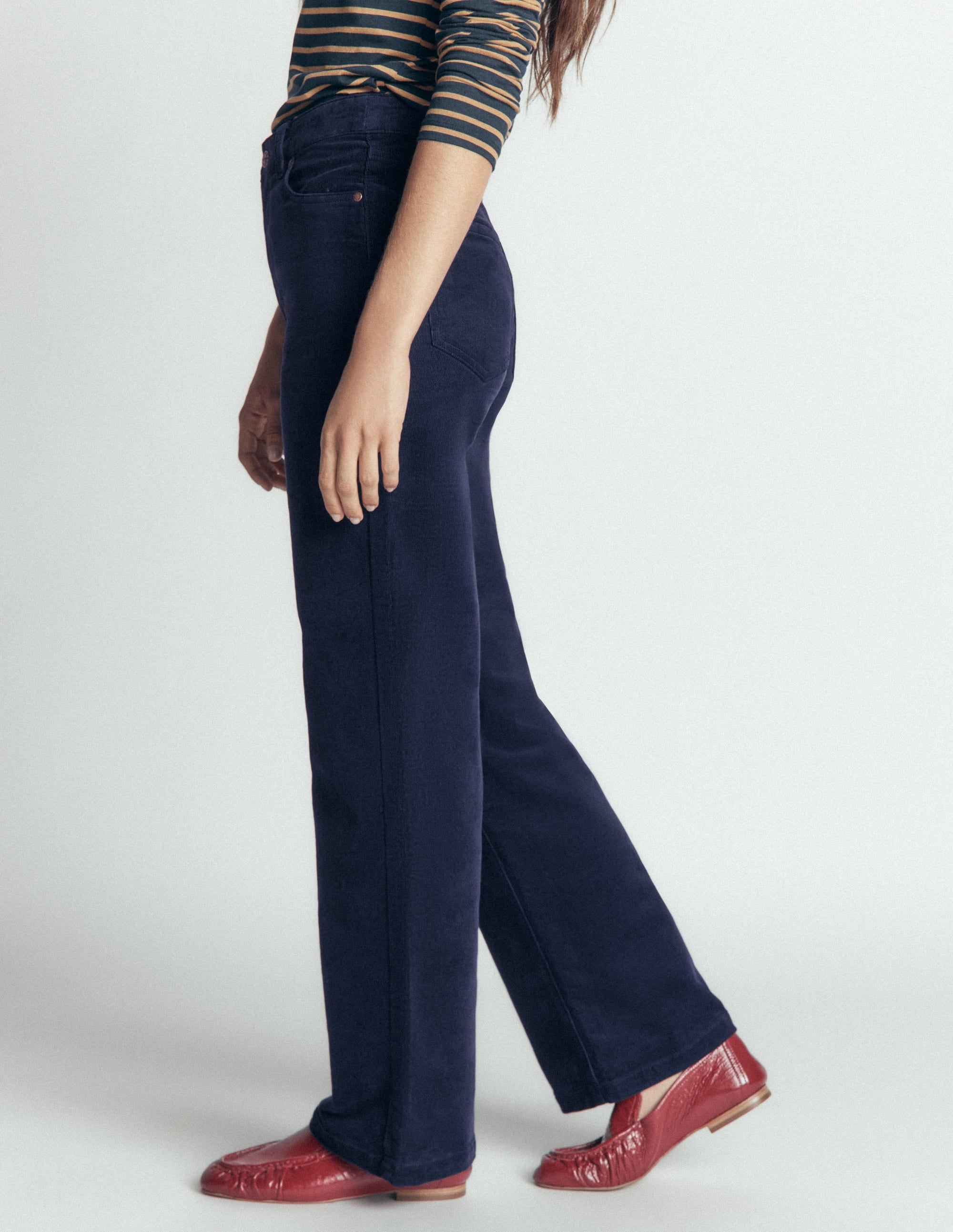 5-Pocket Cord Column Jeans-Navy - Image 5