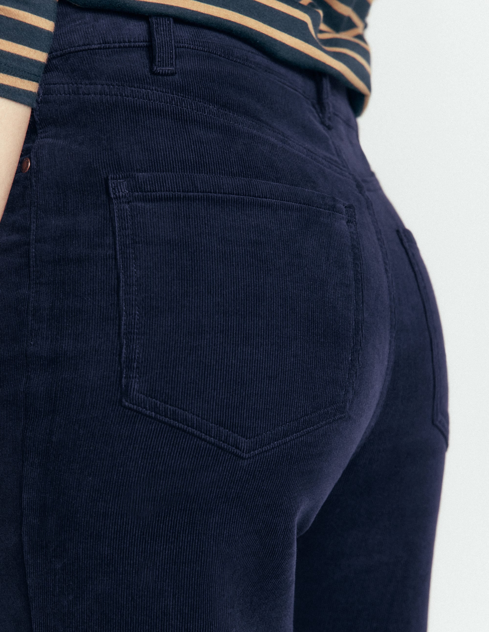 5-Pocket Cord Column Jeans-Navy - Image 6