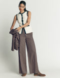 Belgravia Tailored Pants-Navy, Camel Stripe