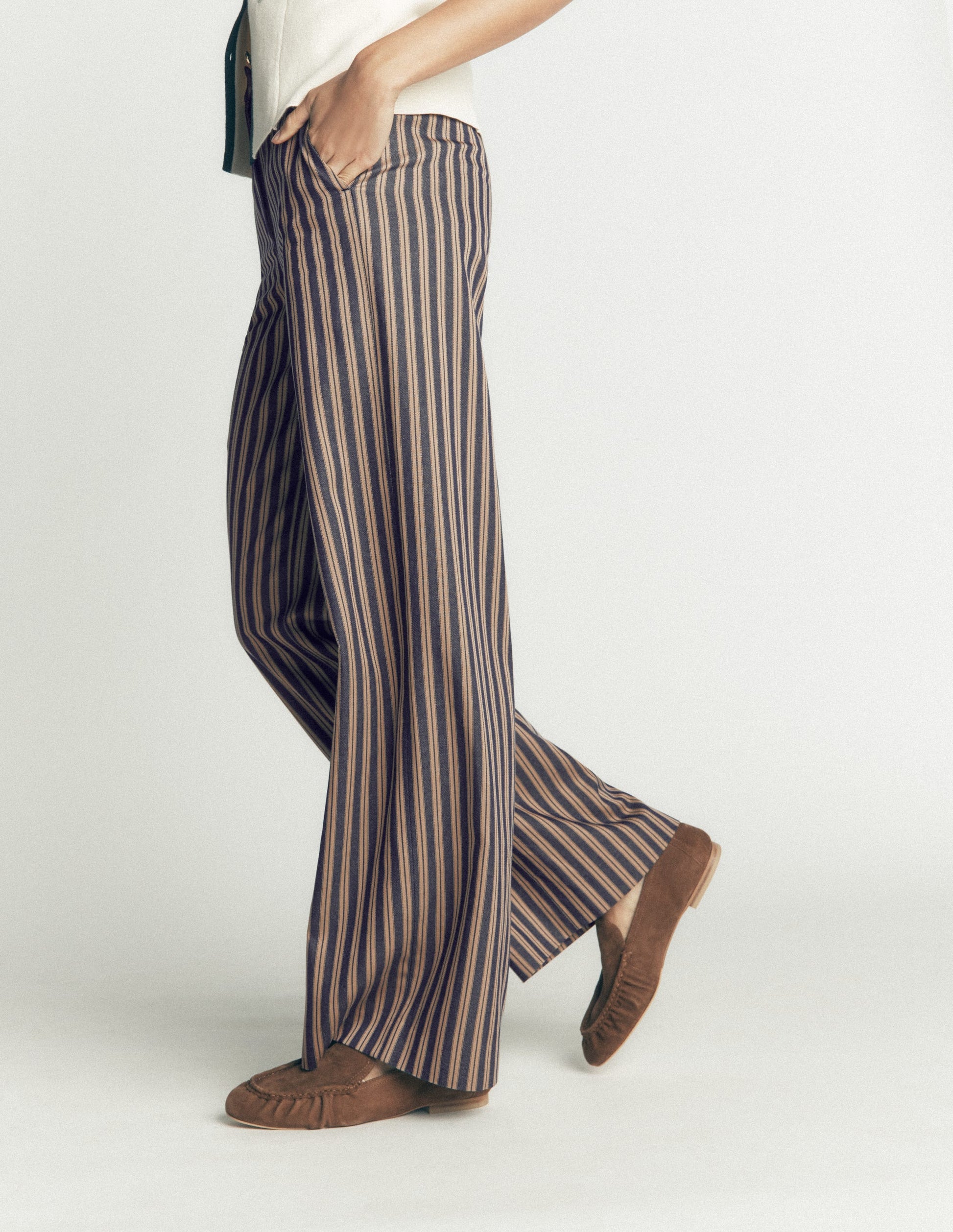Belgravia Tailored Pants-Navy, Camel Stripe-3