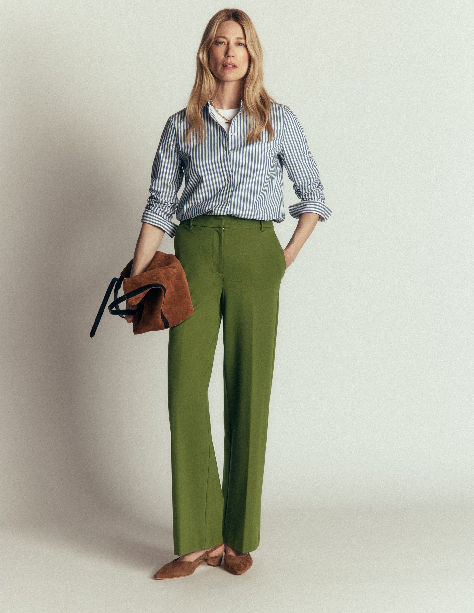 Belgravia Ponte Pants-Forest Green-4