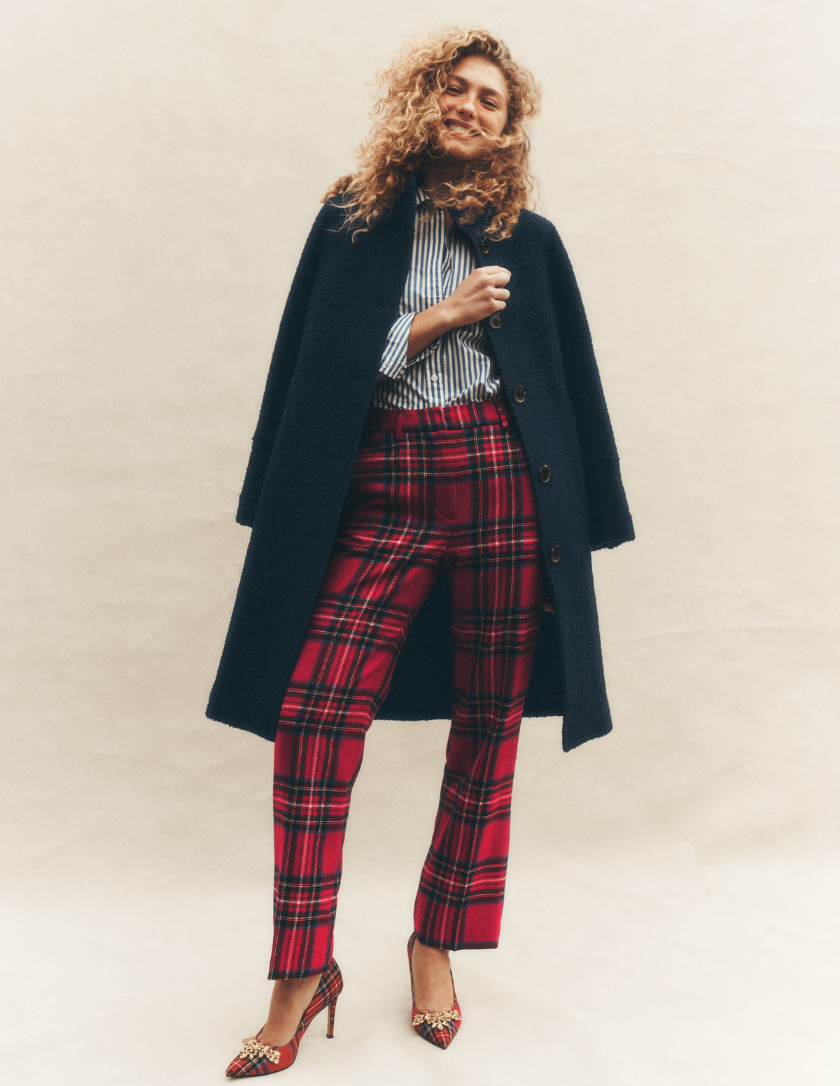 Canonbury Wool Blend Pants-Red Check-1