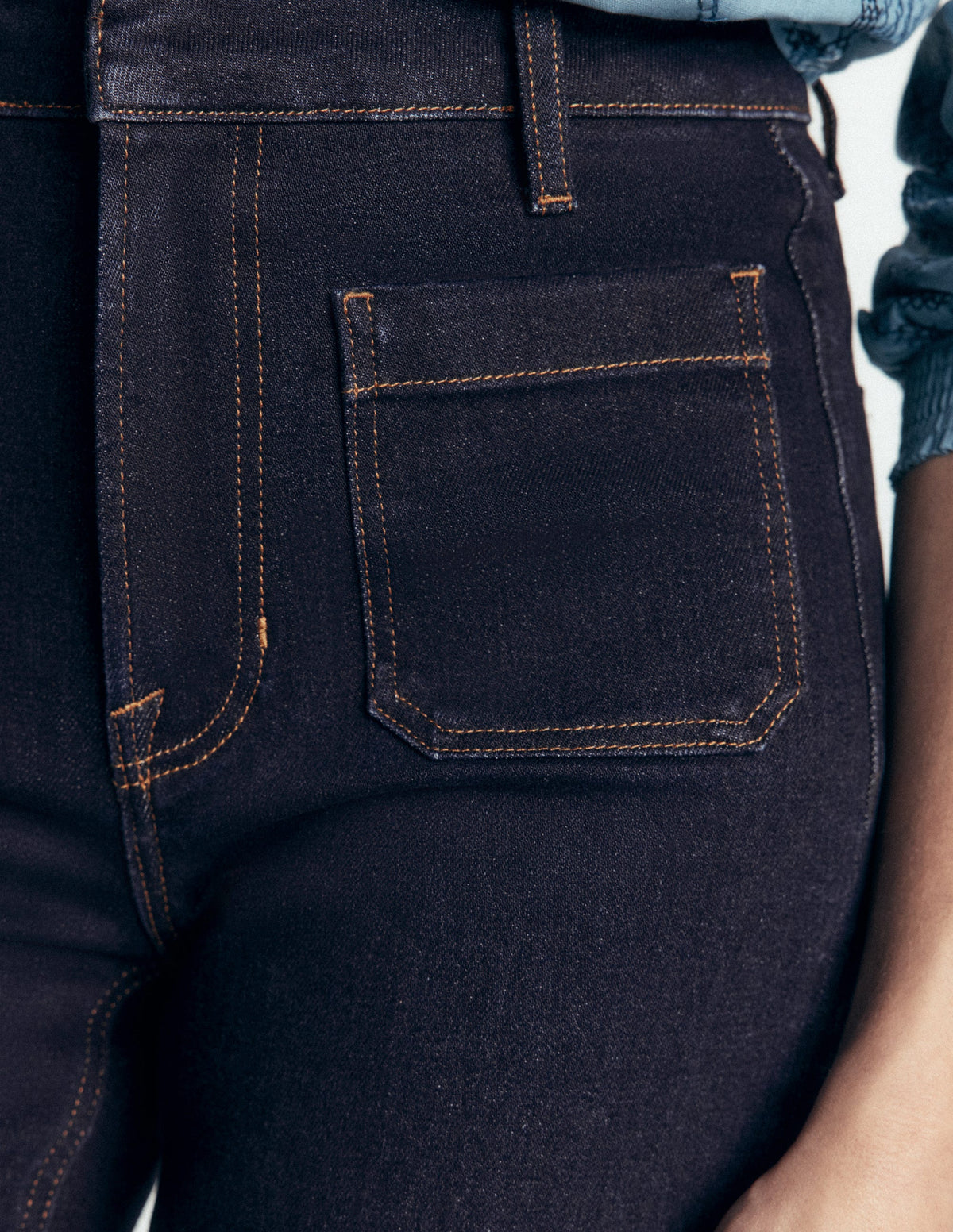 Patch Pocket Flare Jeans-Indigo - Image 2