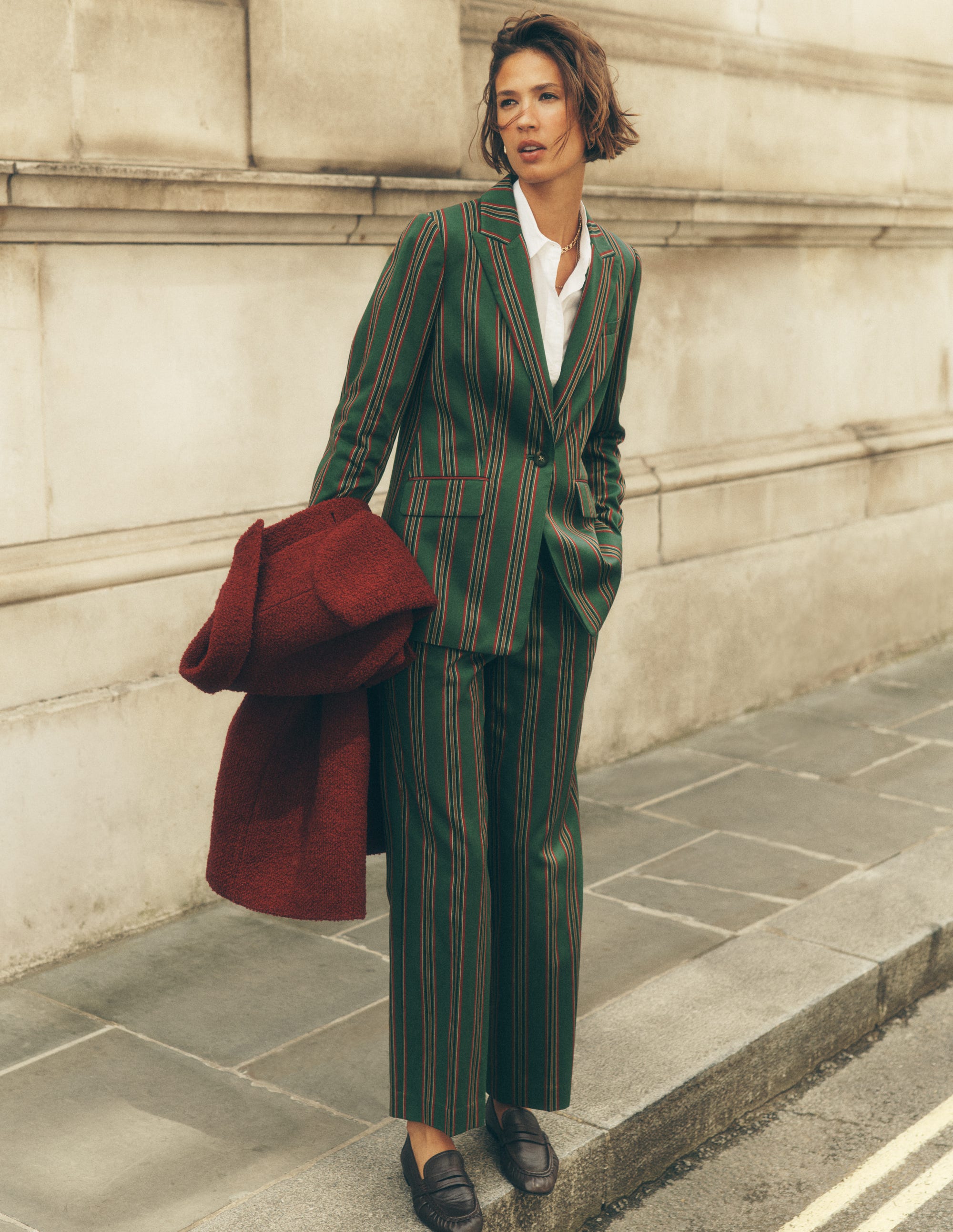 Canonbury Tailored Pants-Green Stripe - Image 1