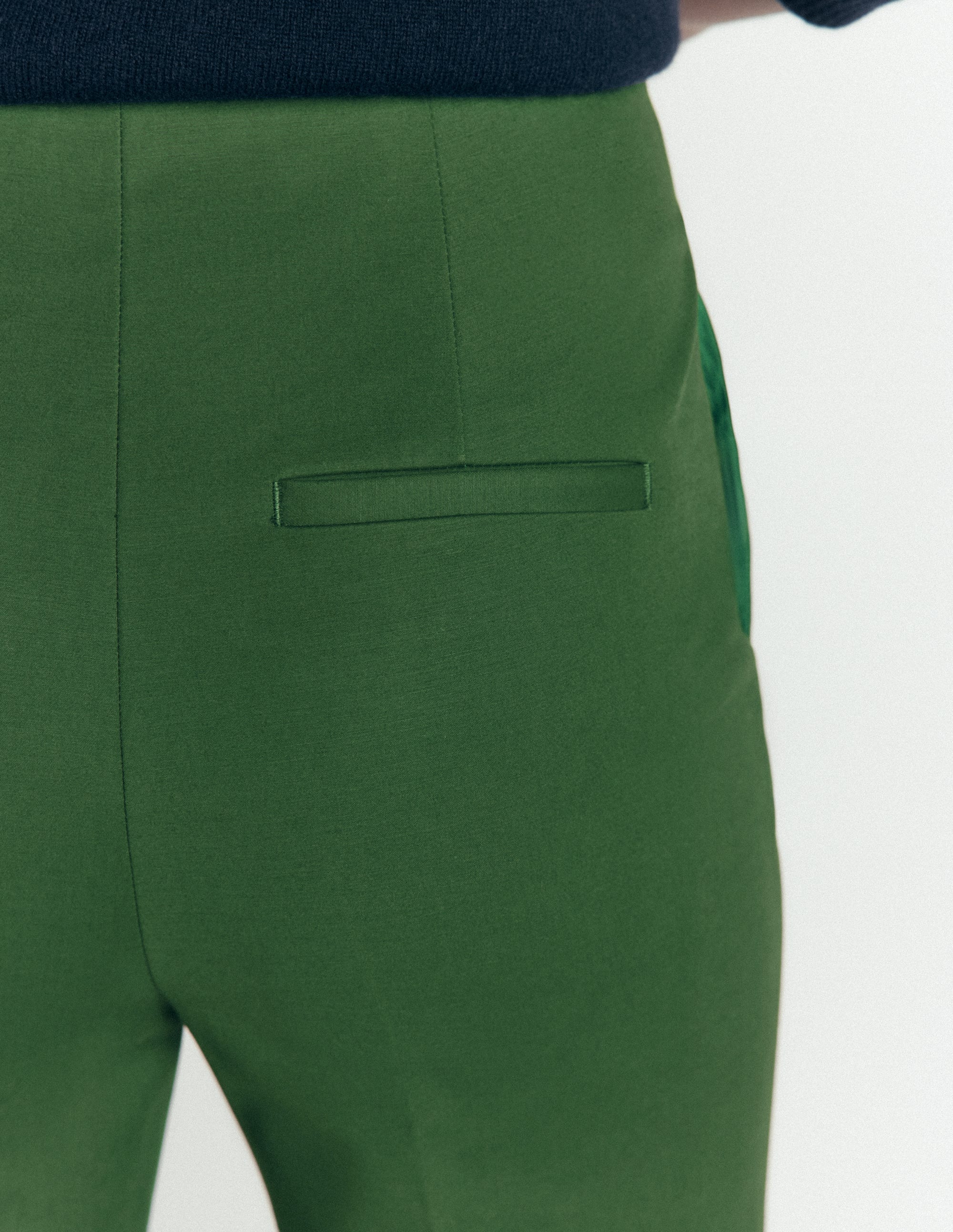 Slim Leg Cotton Pants-Dark Green - Image 5