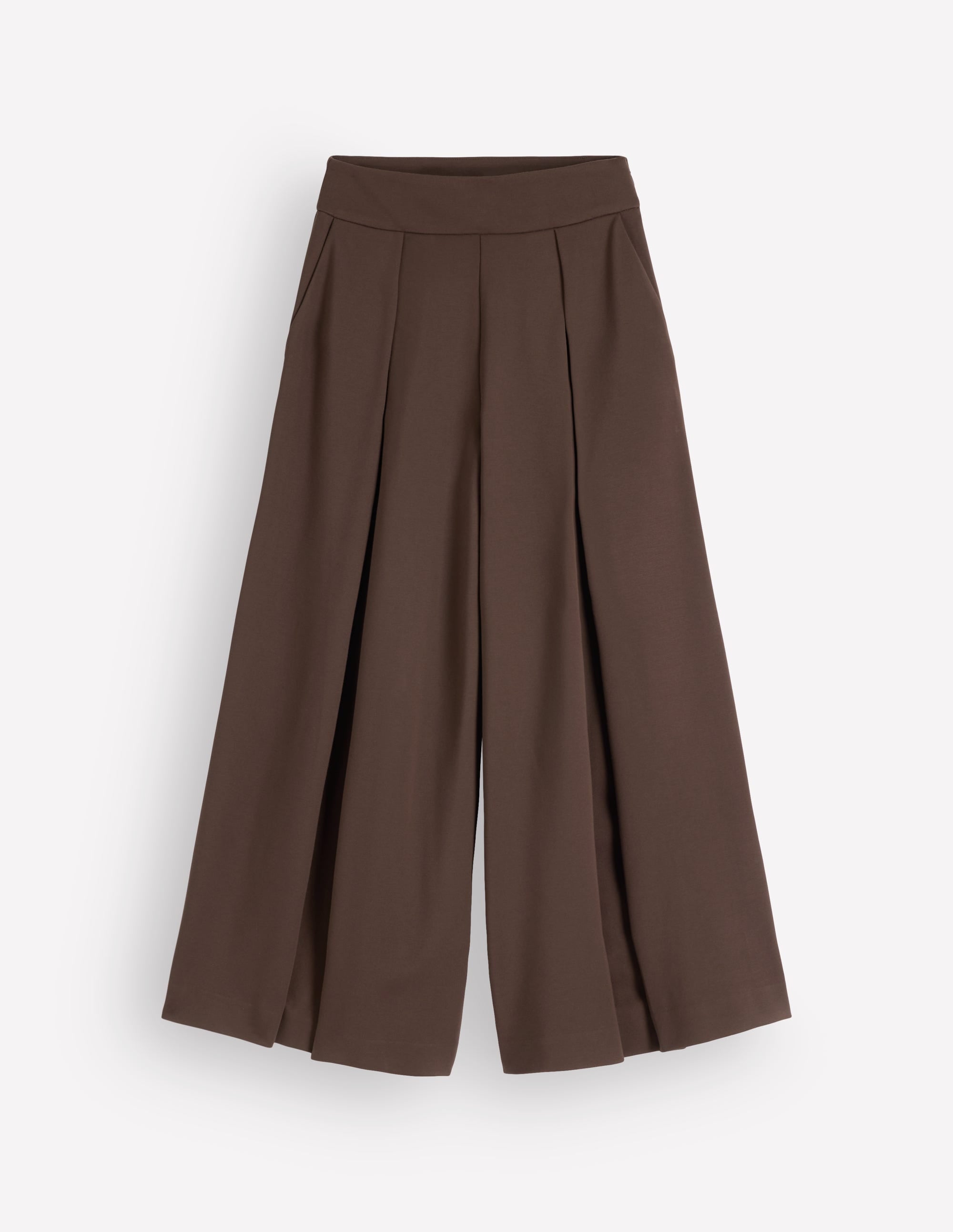 Single Pleat Ponte Culottes-Bitter Chocolate - Image 5