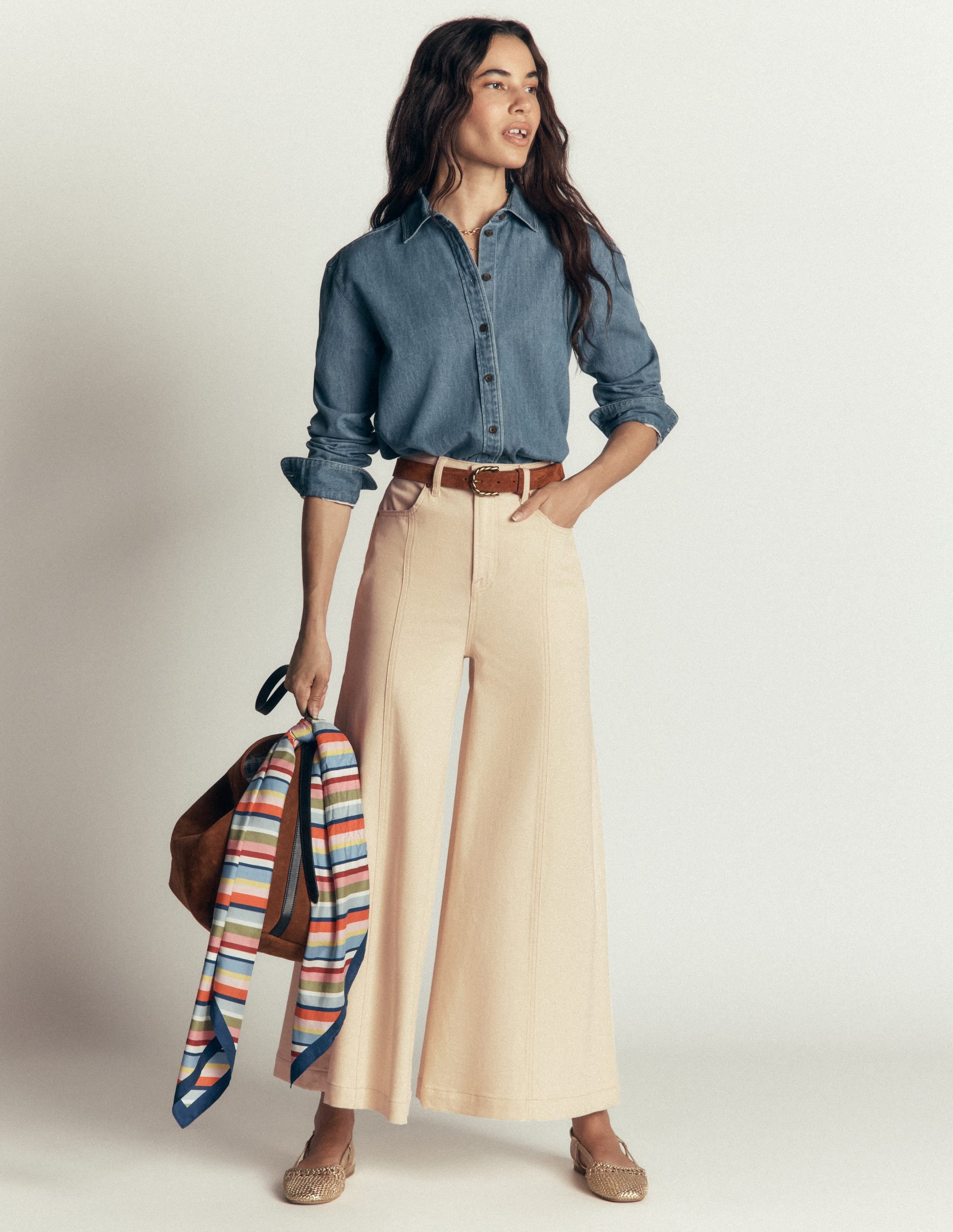 Wide Leg Culotte Jeans - Ecru | Boden USA