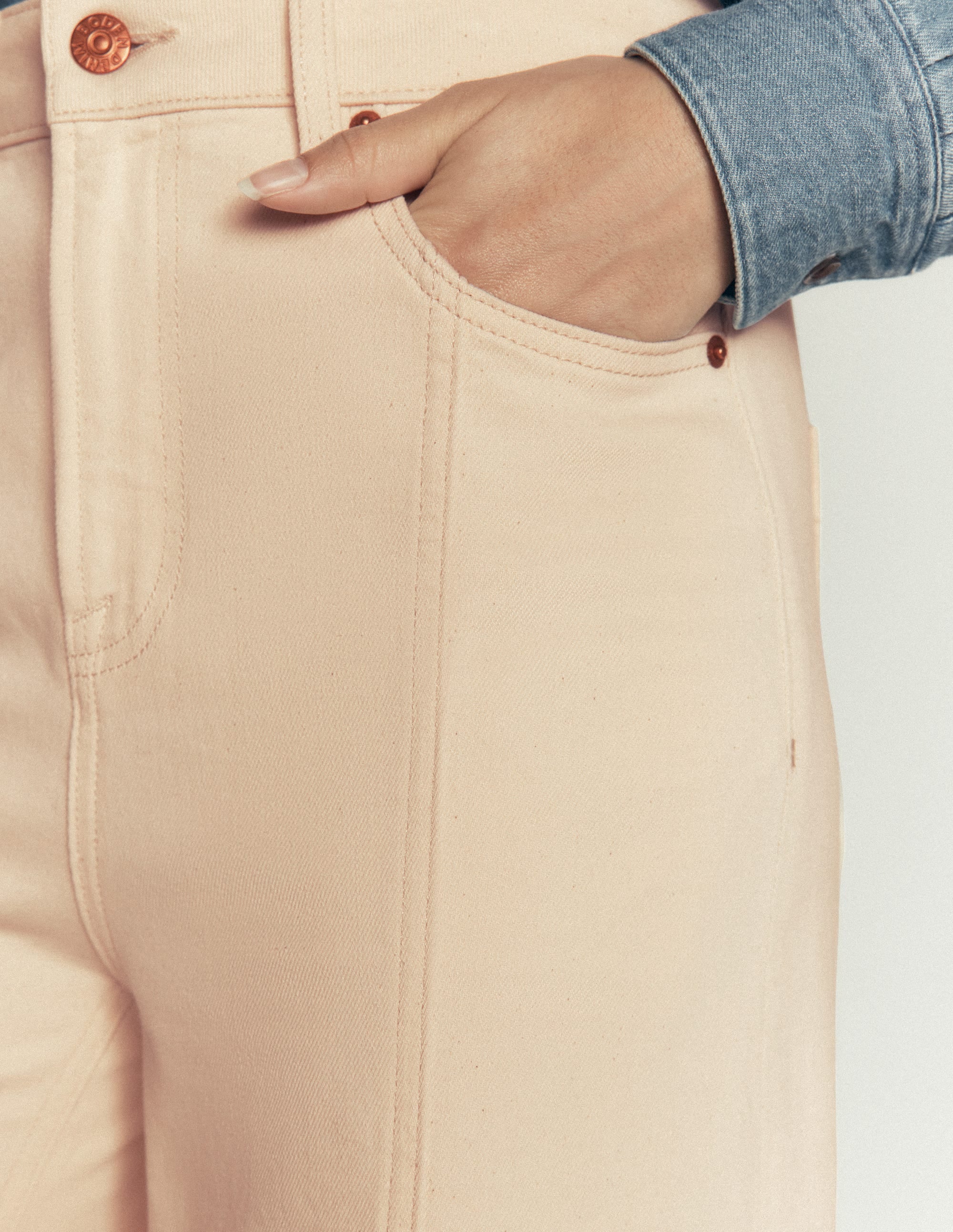 Wide Leg Culotte Jeans-Ecru - Image 2