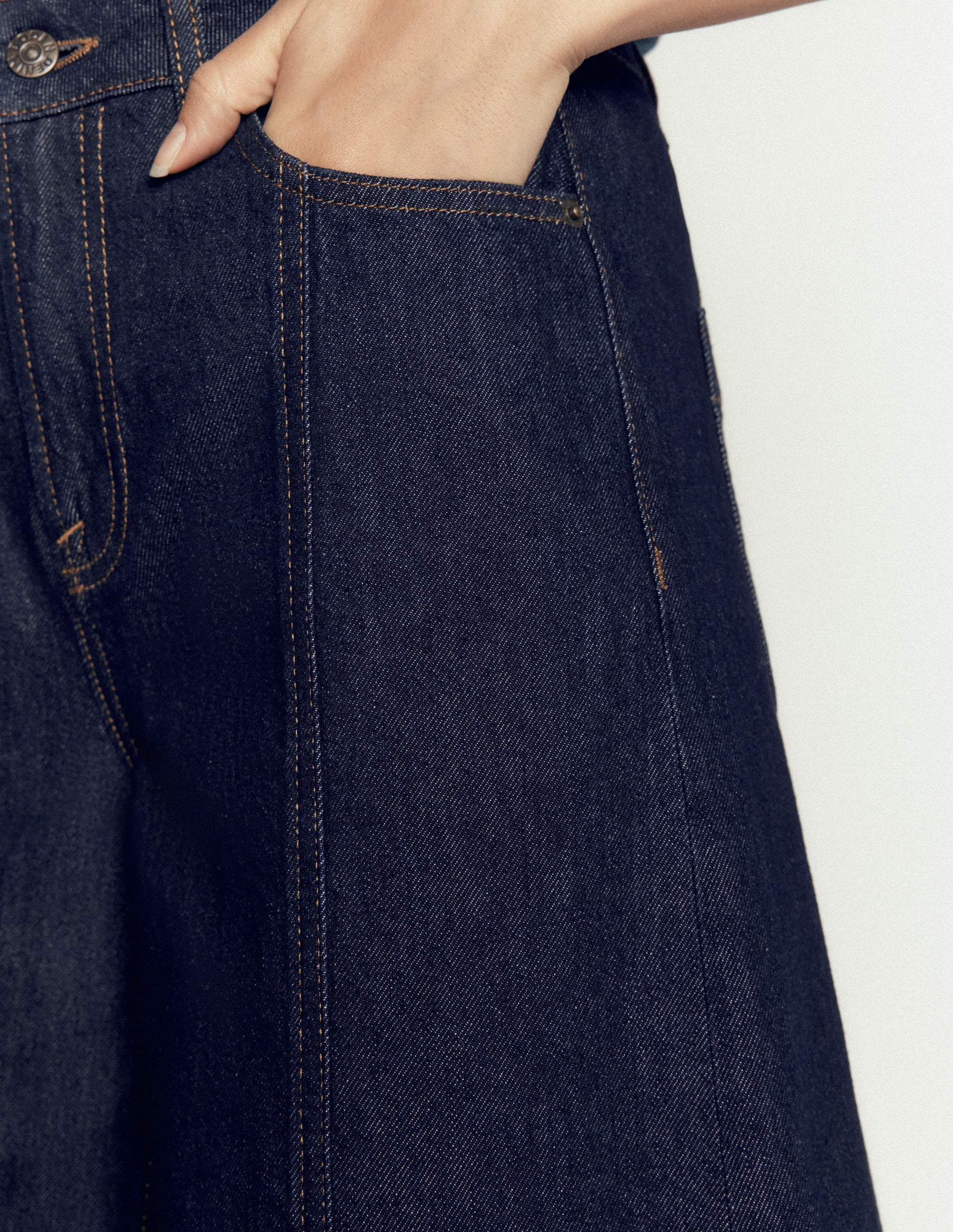 Wide Leg Culotte Jeans-Indigo-2