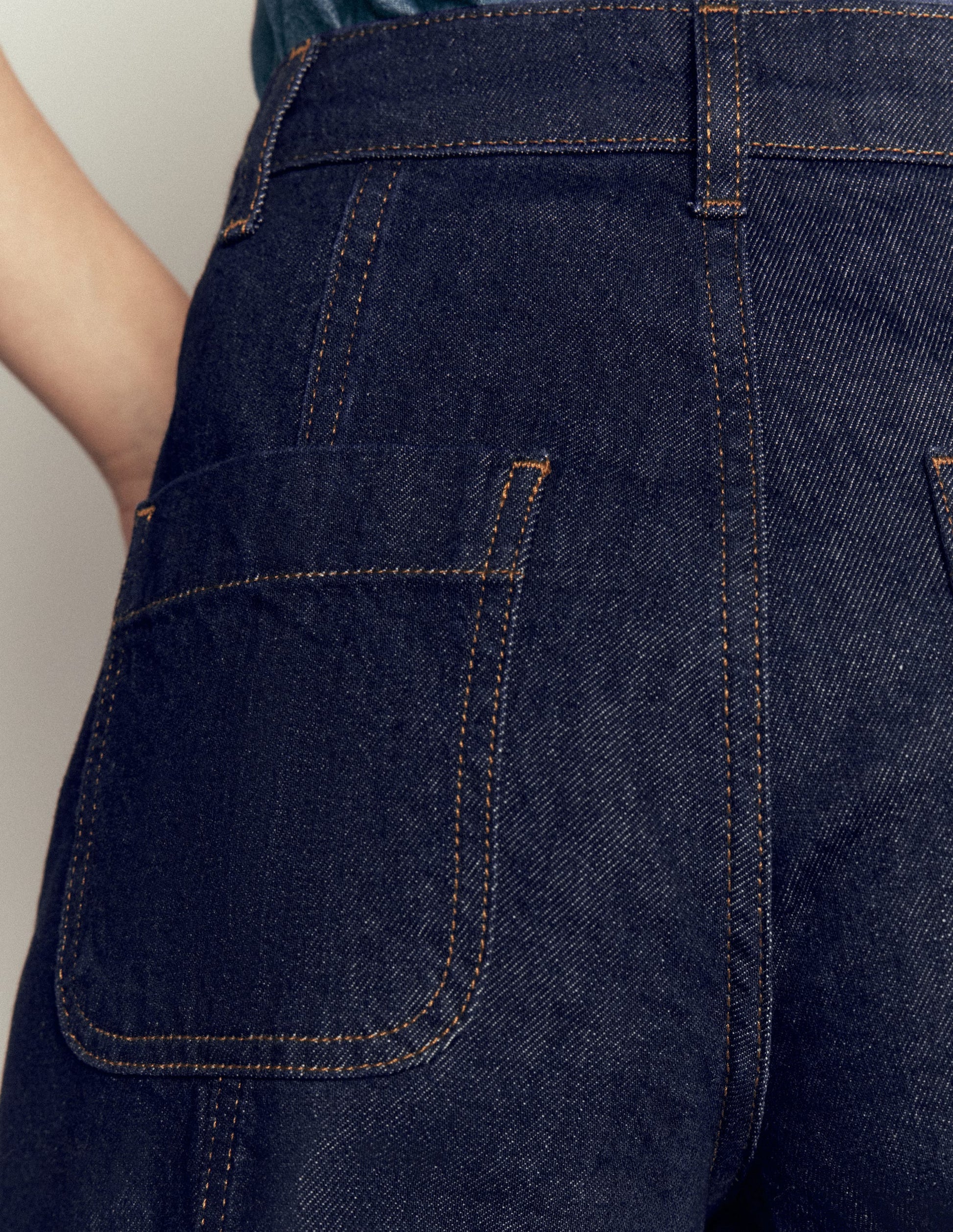 Wide Leg Culotte Jeans-Indigo-5