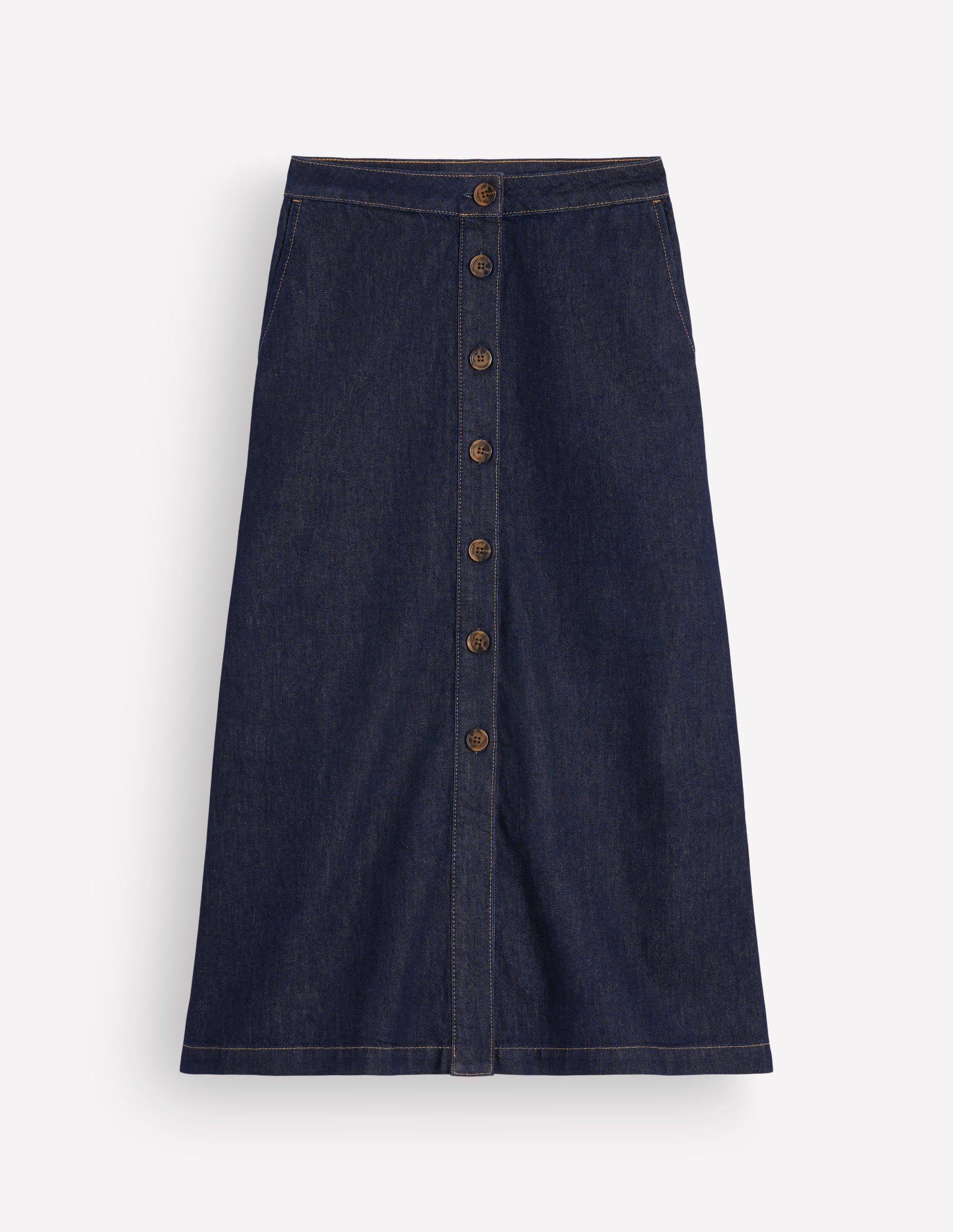 Val Button Denim Midi Skirt-Indigo - Image 5