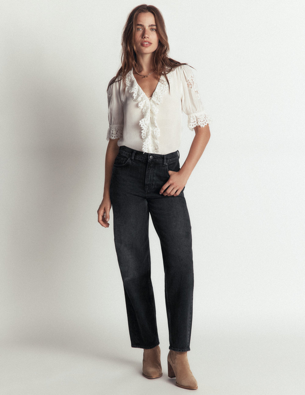 Barrel Leg Jeans-Washed Black-1
