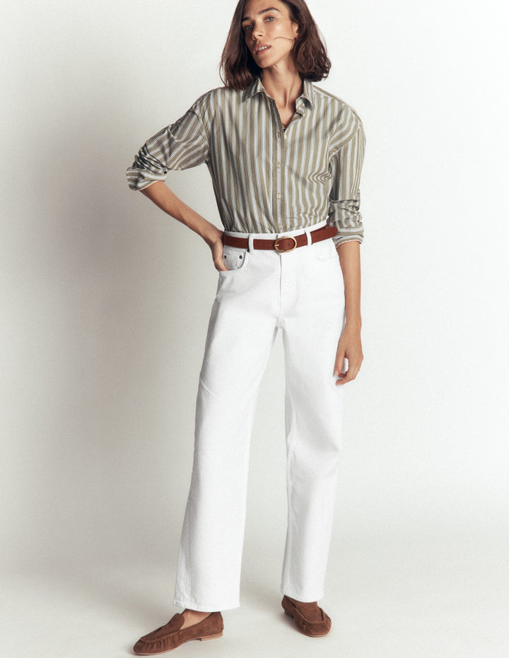Barrel Leg Jeans-White