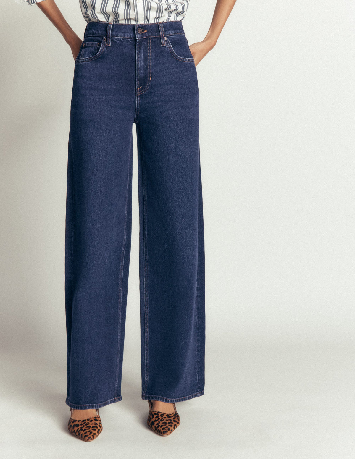 High Rise Wide Leg Jeans-Indigo Rinse-4