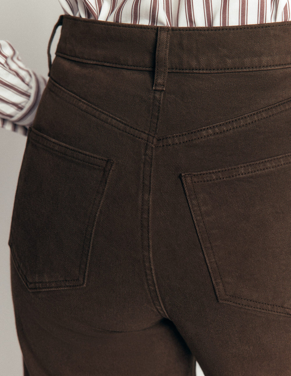 High Rise Wide Leg Jeans-Dark Chocolate - Image 4