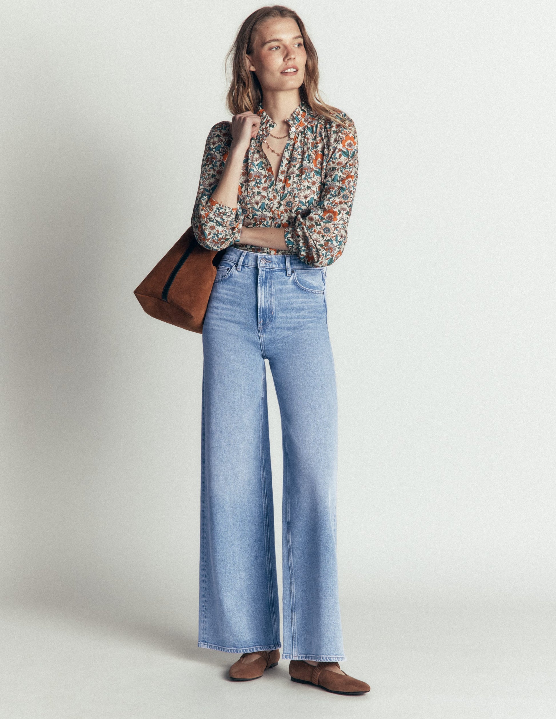 High Rise Wide Leg Jeans-Light Vintage-1