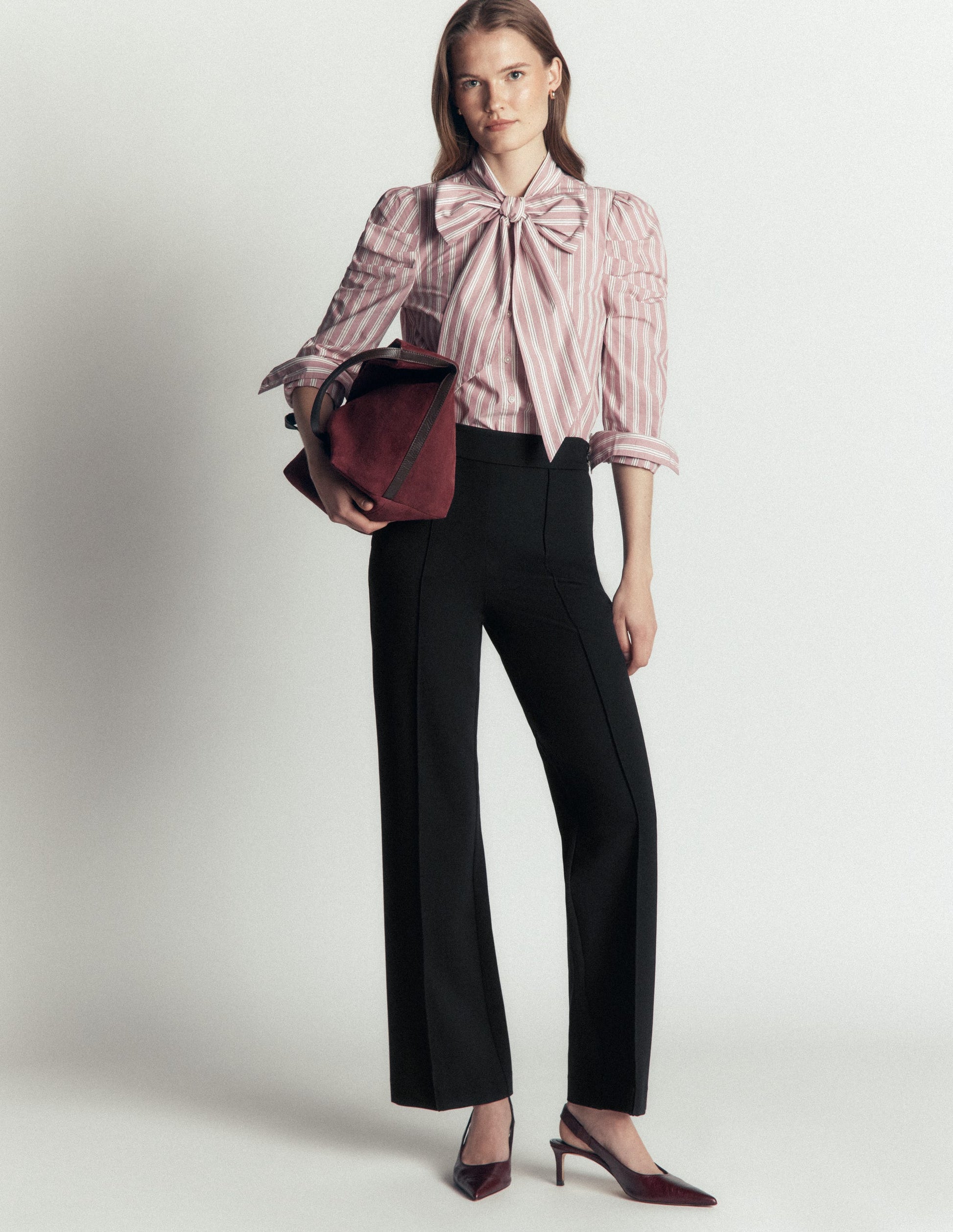 Straight Leg Ponte Pants-Black-1