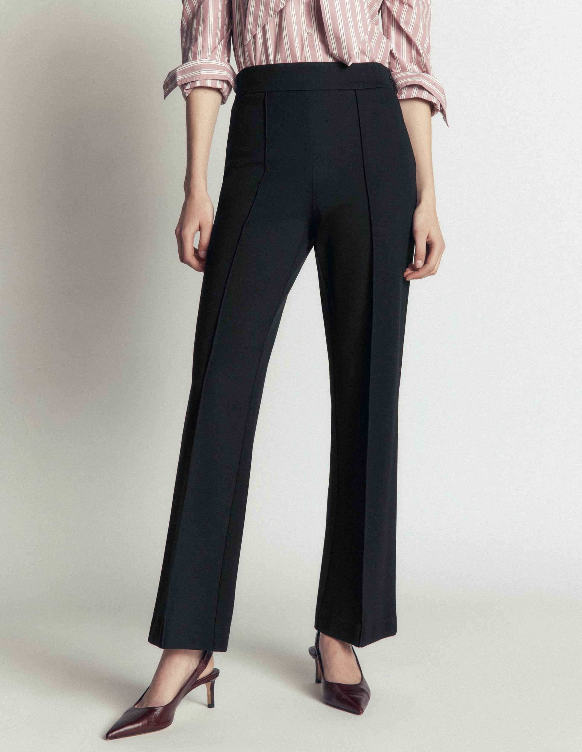Straight Leg Ponte Pants-Black-4