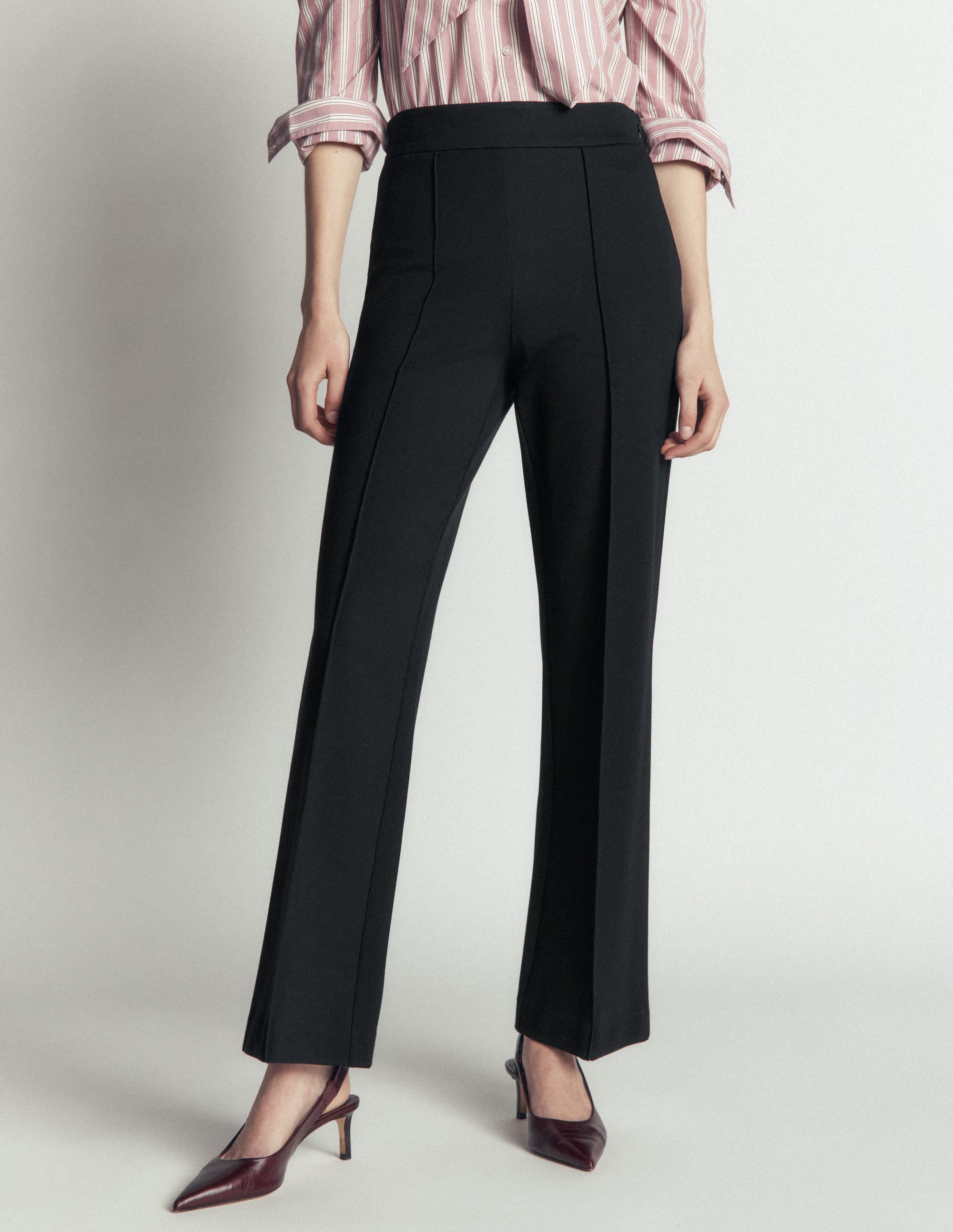 Straight Leg Ponte Pants-Black - Image 4