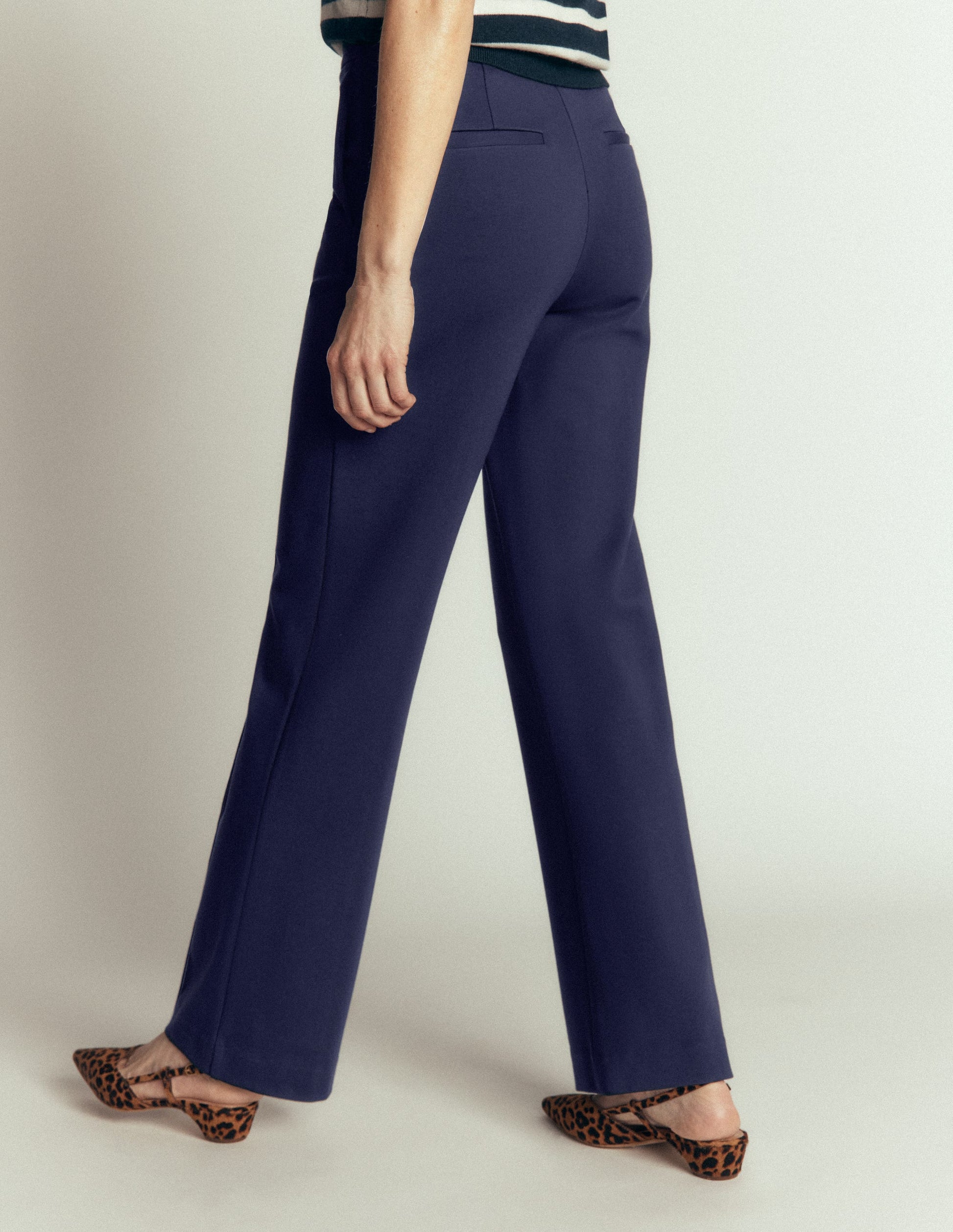 Straight Leg Ponte Pants-Navy Contrast Stitch-3