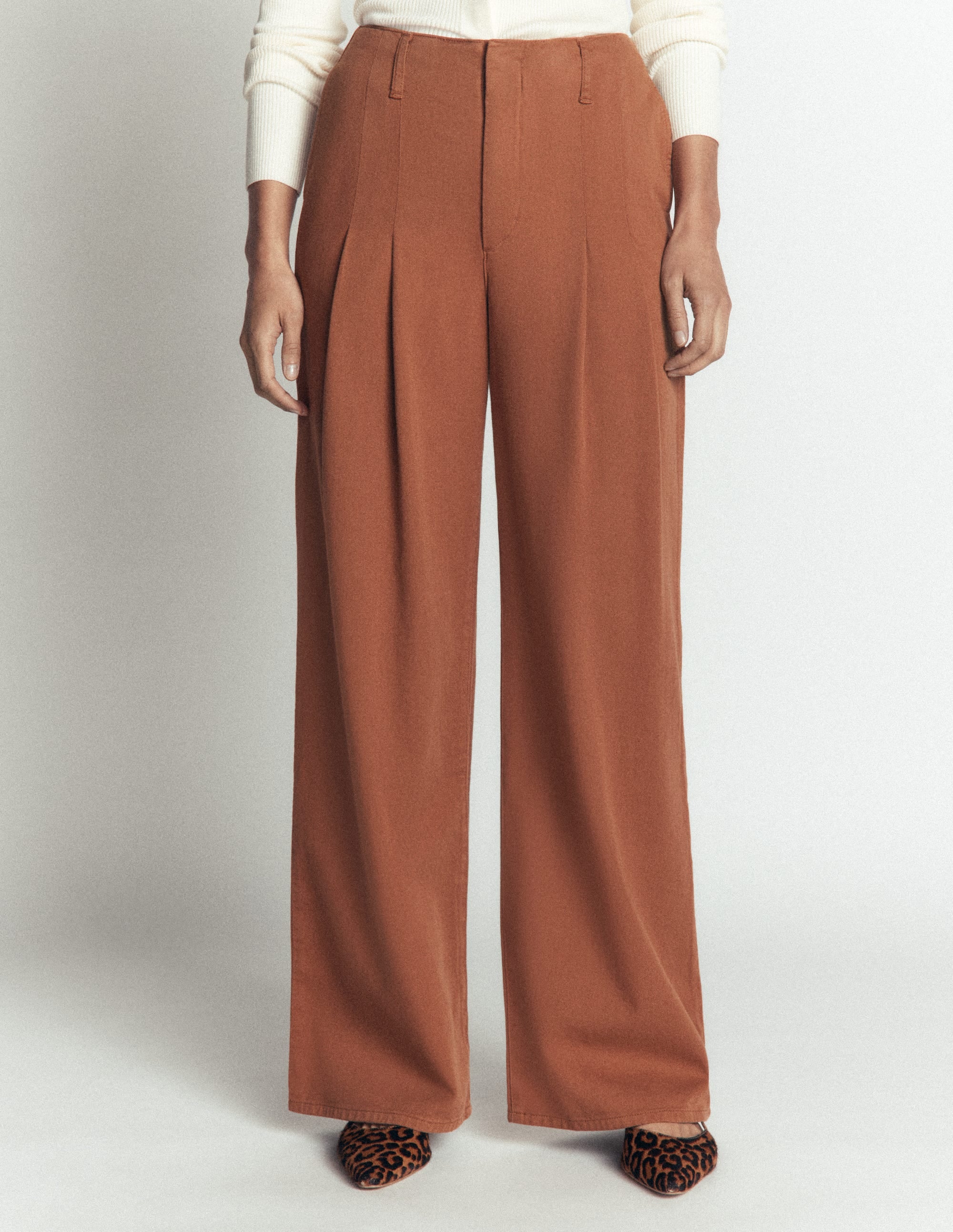Mayfair Pleat Detail Pants-Burnt Orange - Image 4