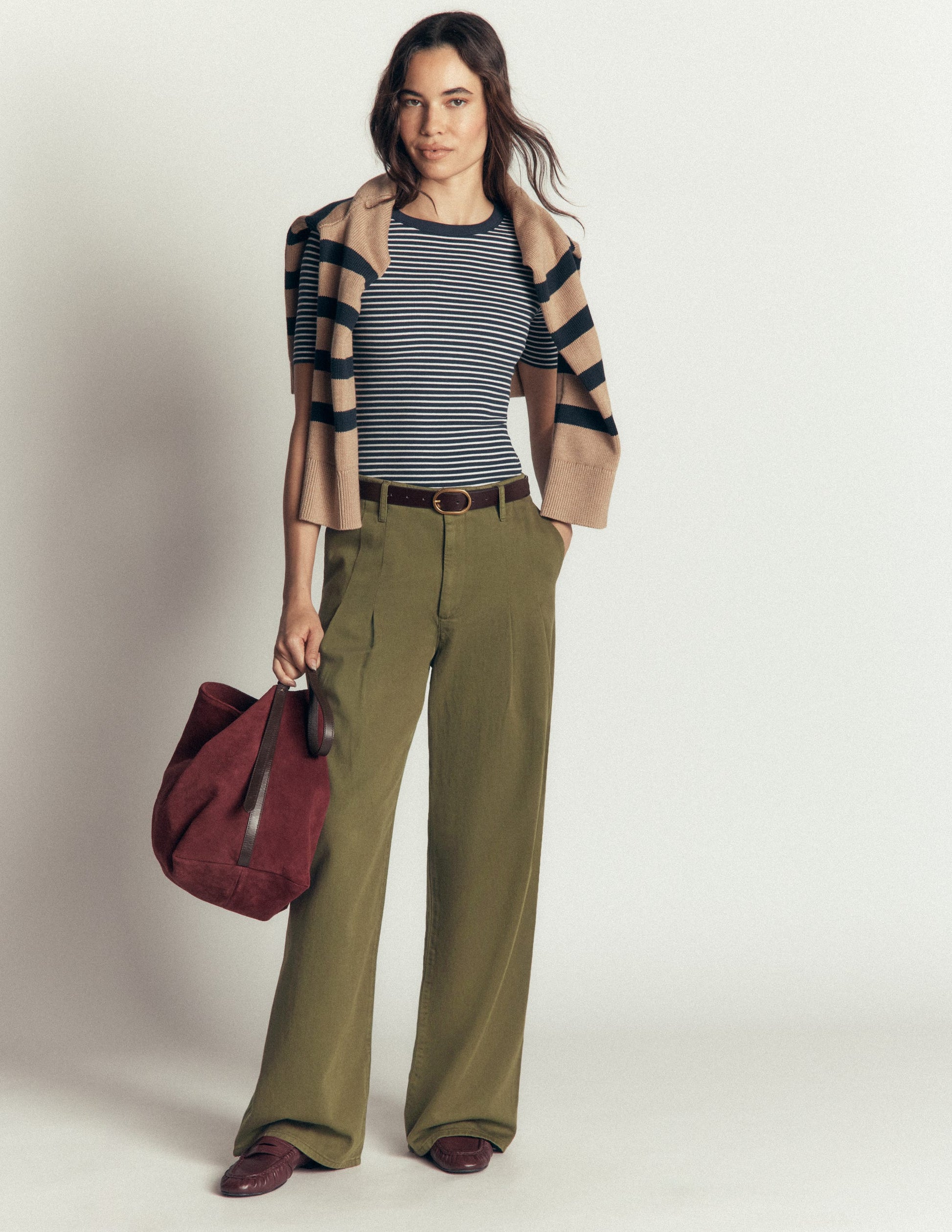 Mayfair Pleat Detail Pants-Woodland Green-1