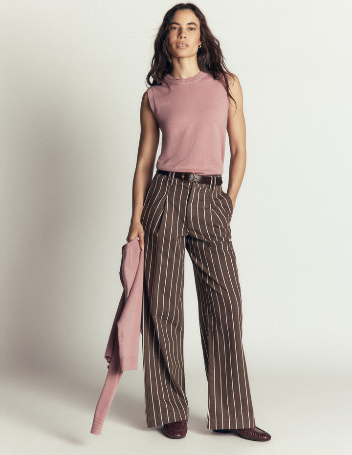 Belgravia Twill Pants-Brown Stripe