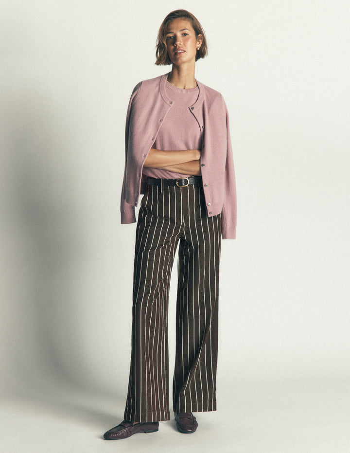 Belgravia Twill Pants-Brown Stripe