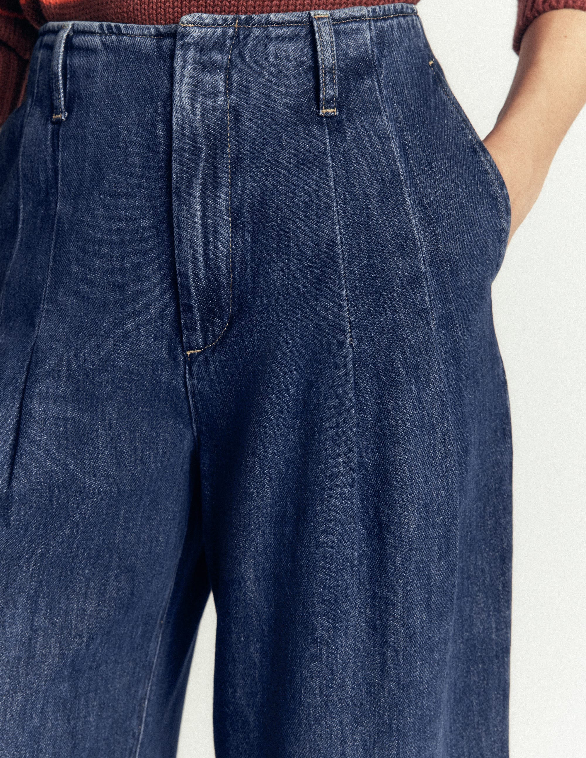 Mayfair Wide Leg Pleat Jeans-Mid Vintage - Image 2
