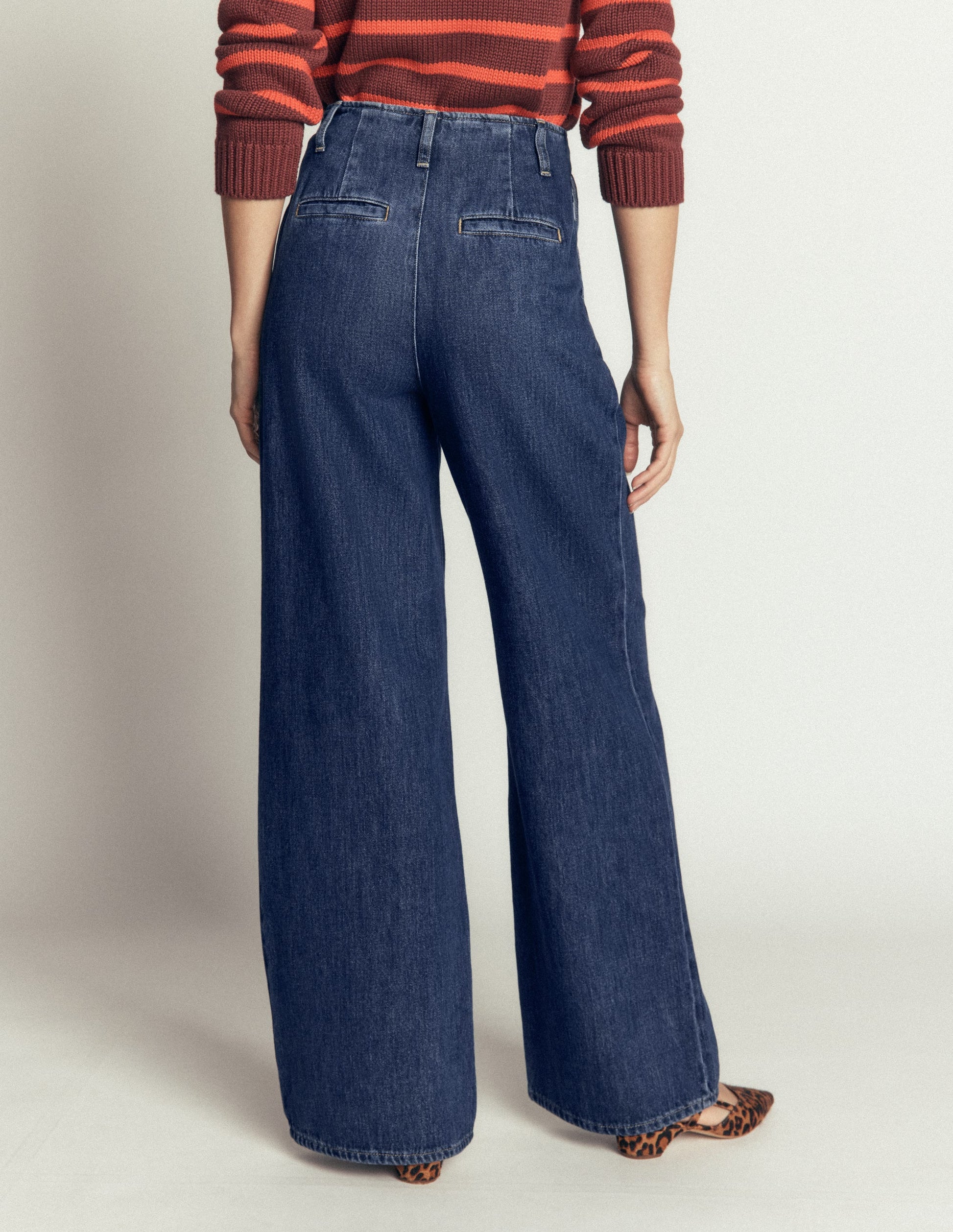 Mayfair Wide Leg Pleat Jeans-Mid Vintage-3