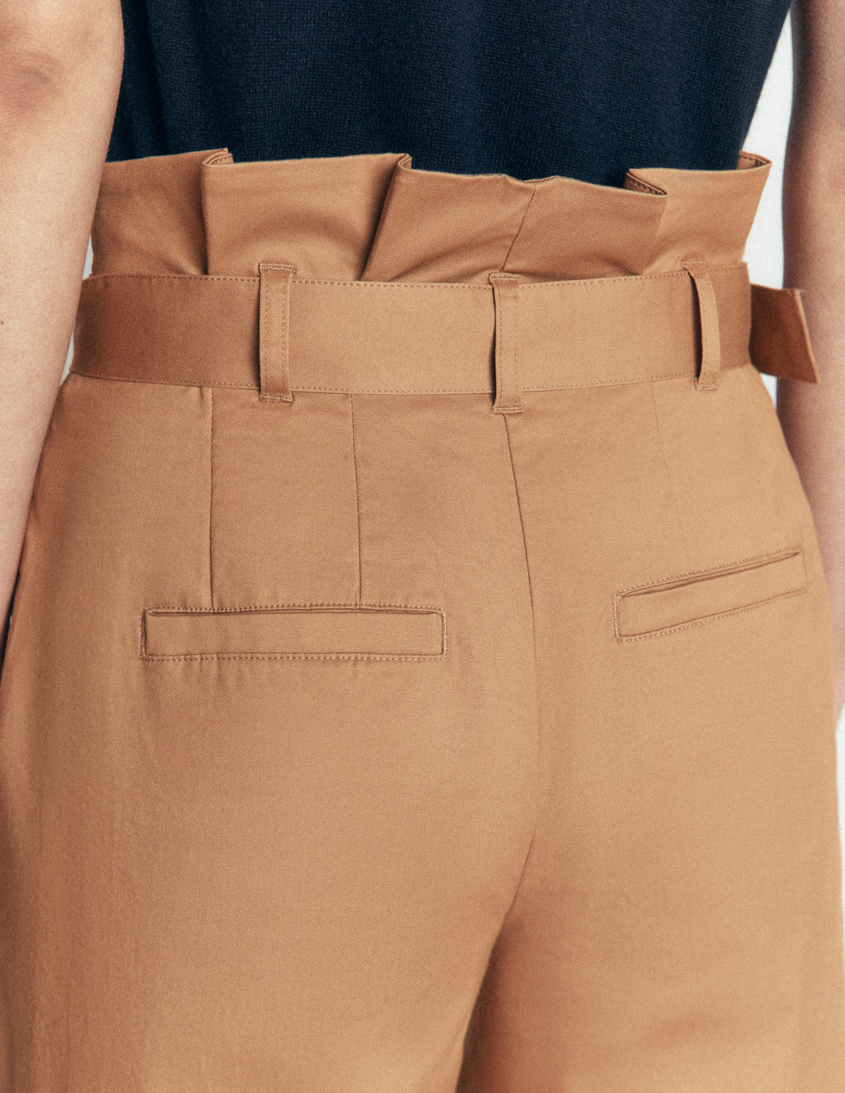 Paperbag Waist Pants-Cappuccino-2