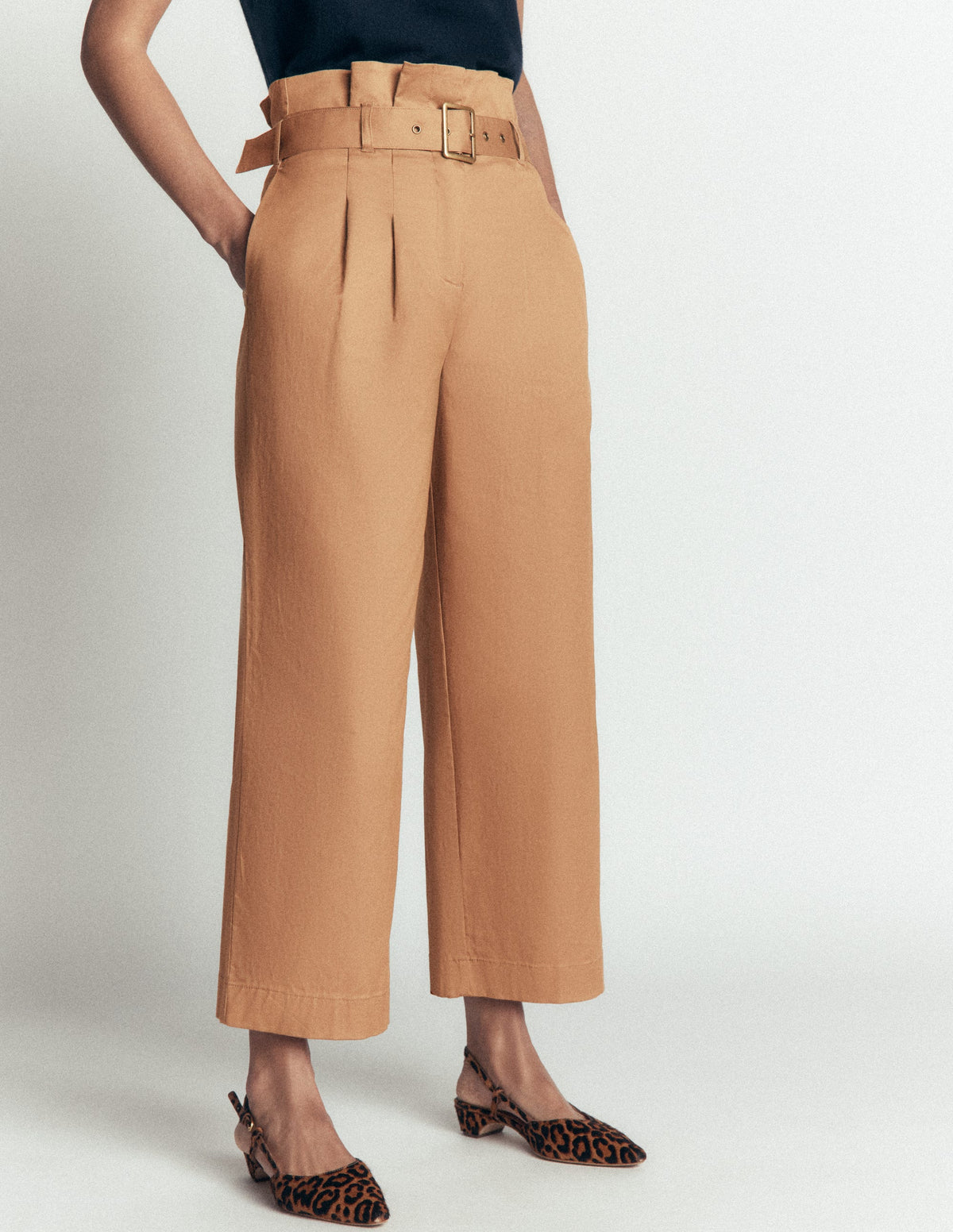 Paperbag Waist Pants-Cappuccino-4