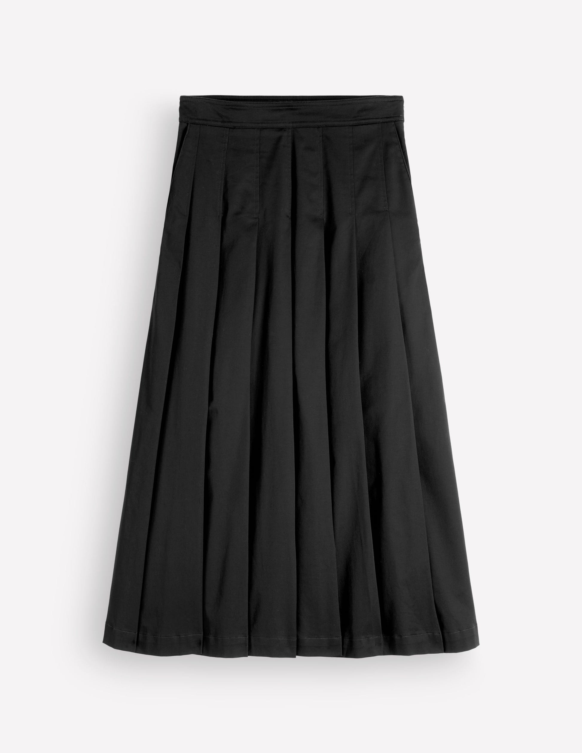 Aya cotton sateen Midi Skirt-Black-5