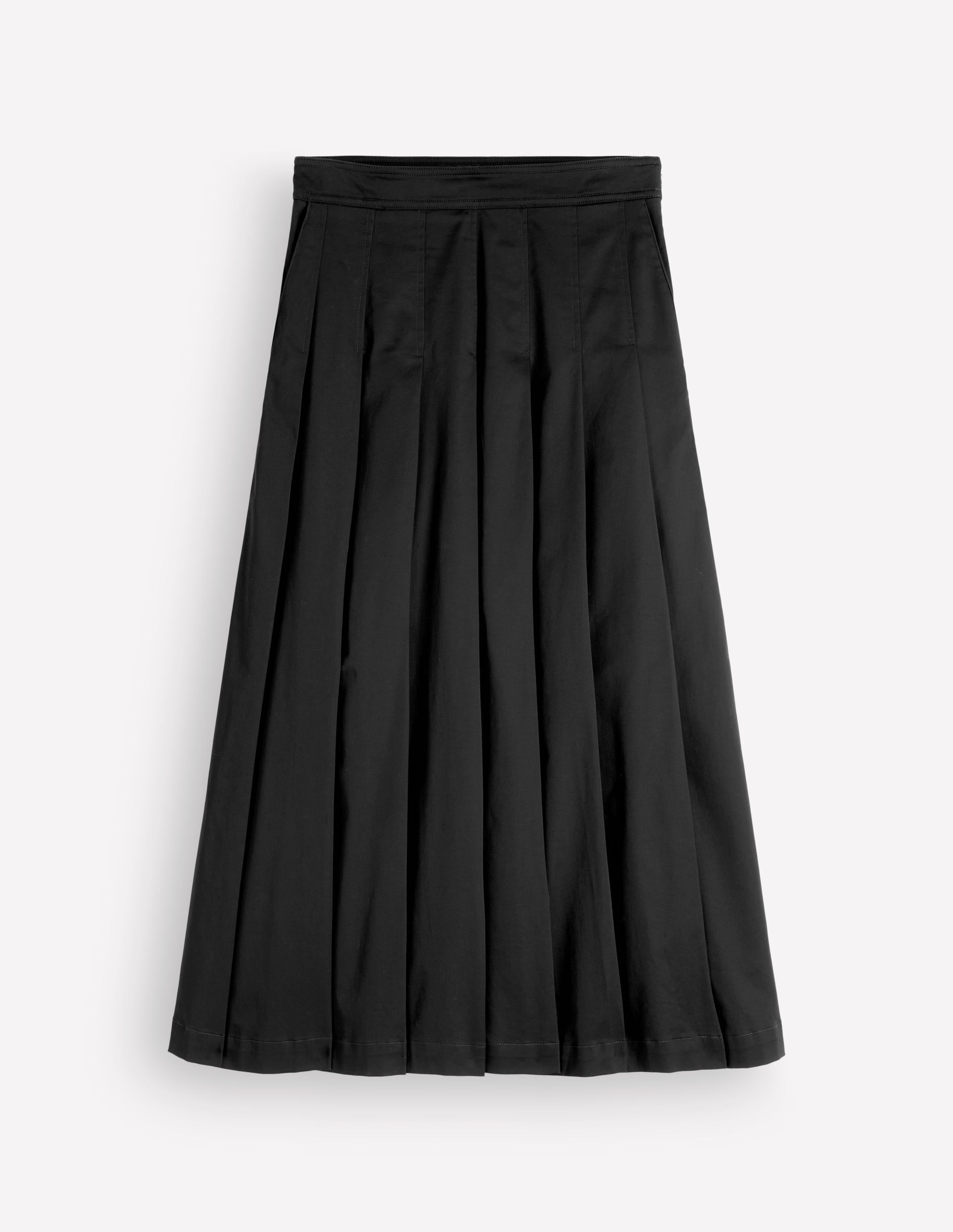 Aya cotton sateen Midi Skirt-Black - Image 5