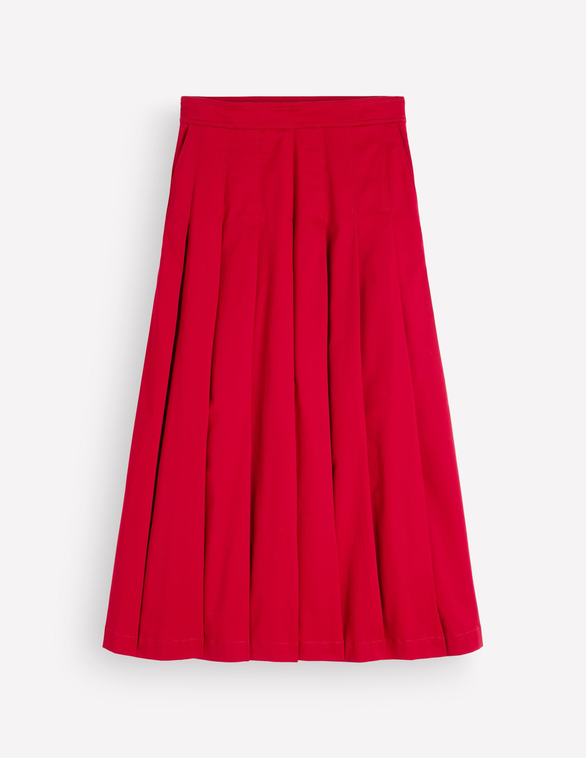 Aya cotton sateen Midi Skirt-Crimson Red-5