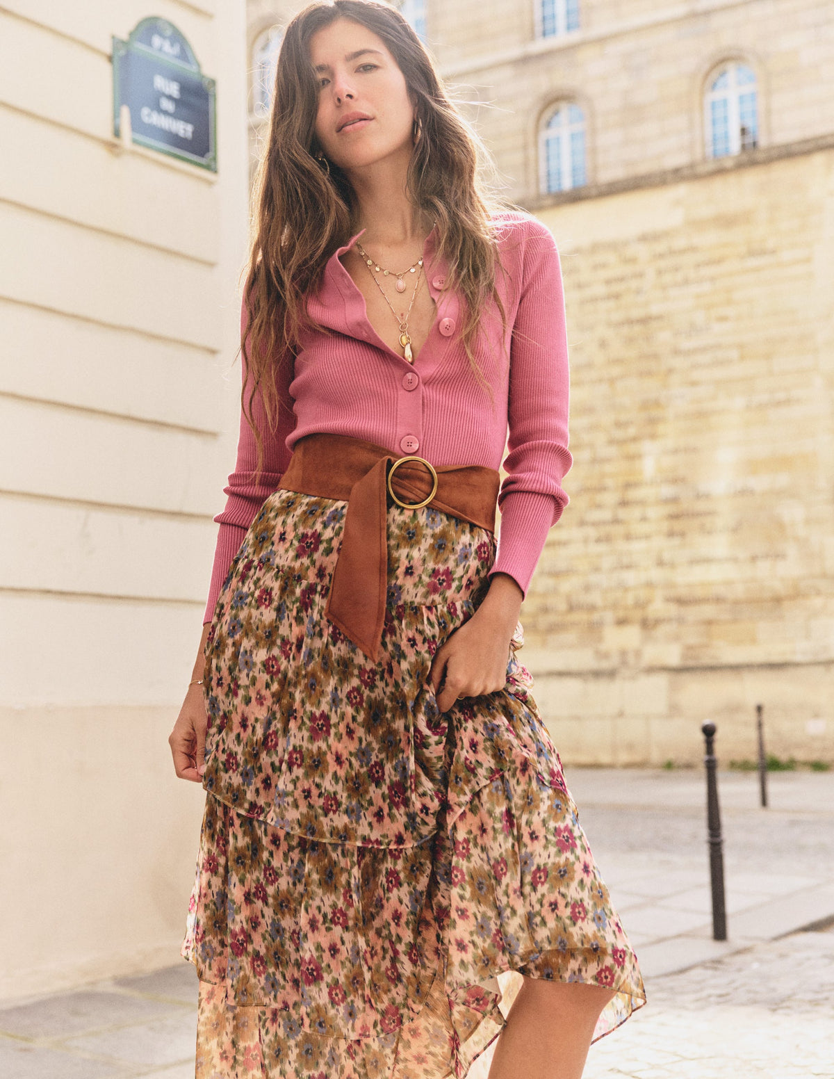 Tiered Ruffle Midi Skirt-Multi, Flecked Garden - Image 6