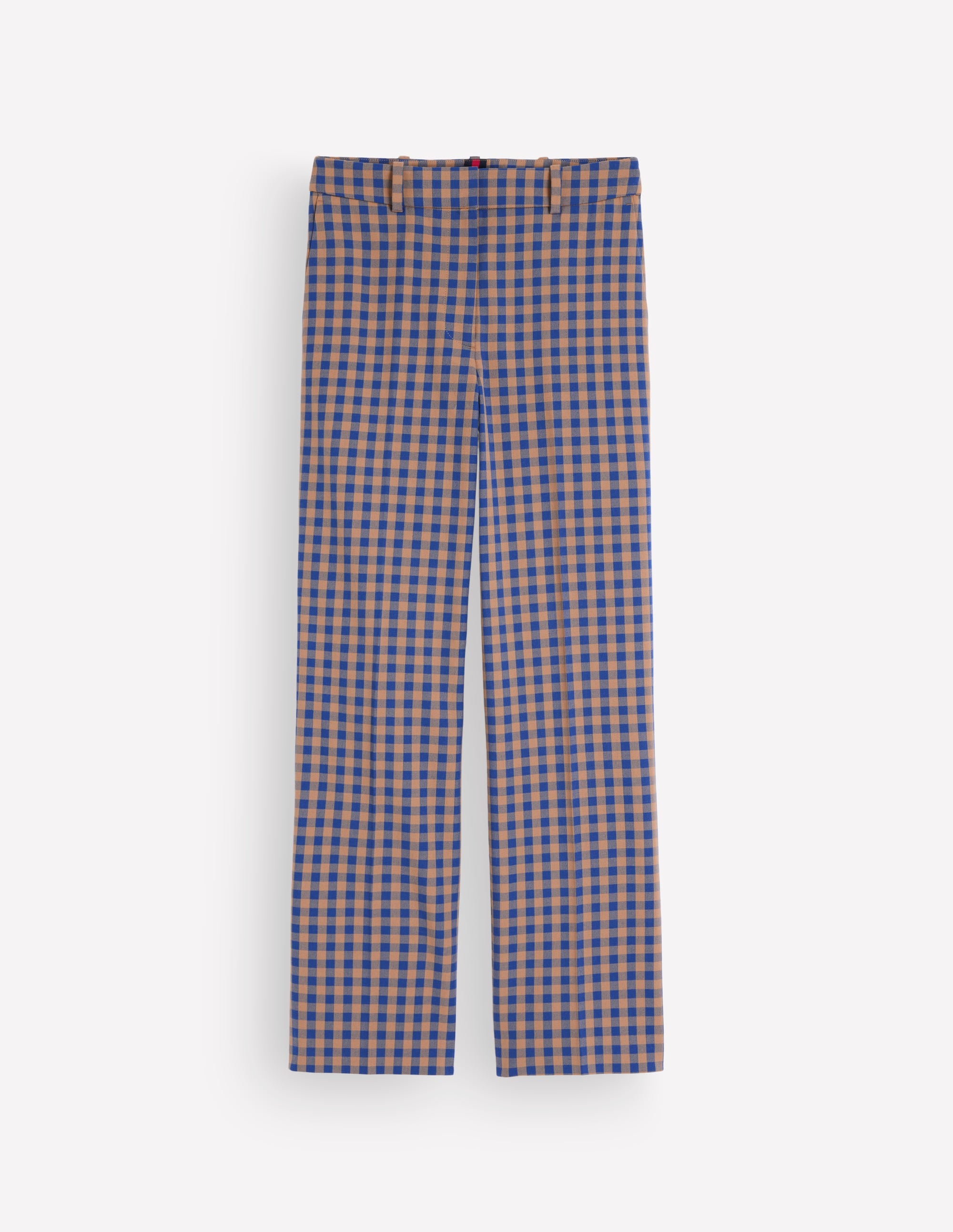 Canonbury Cotton 7/8 Pants - Camel, Blue Gingham | Boden USA
