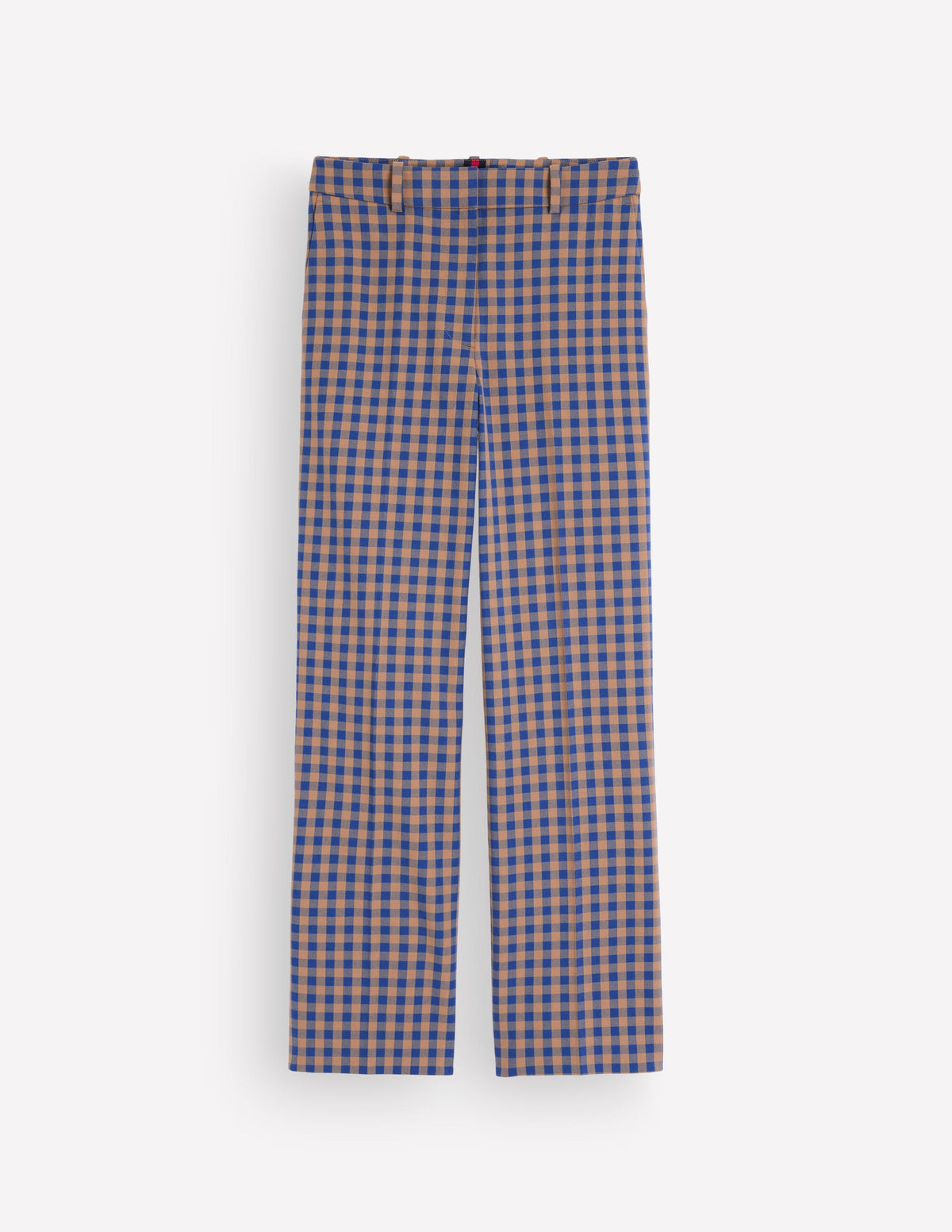 Canonbury Tailored 7/8 Pants-Camel, Blue Gingham - Image 7