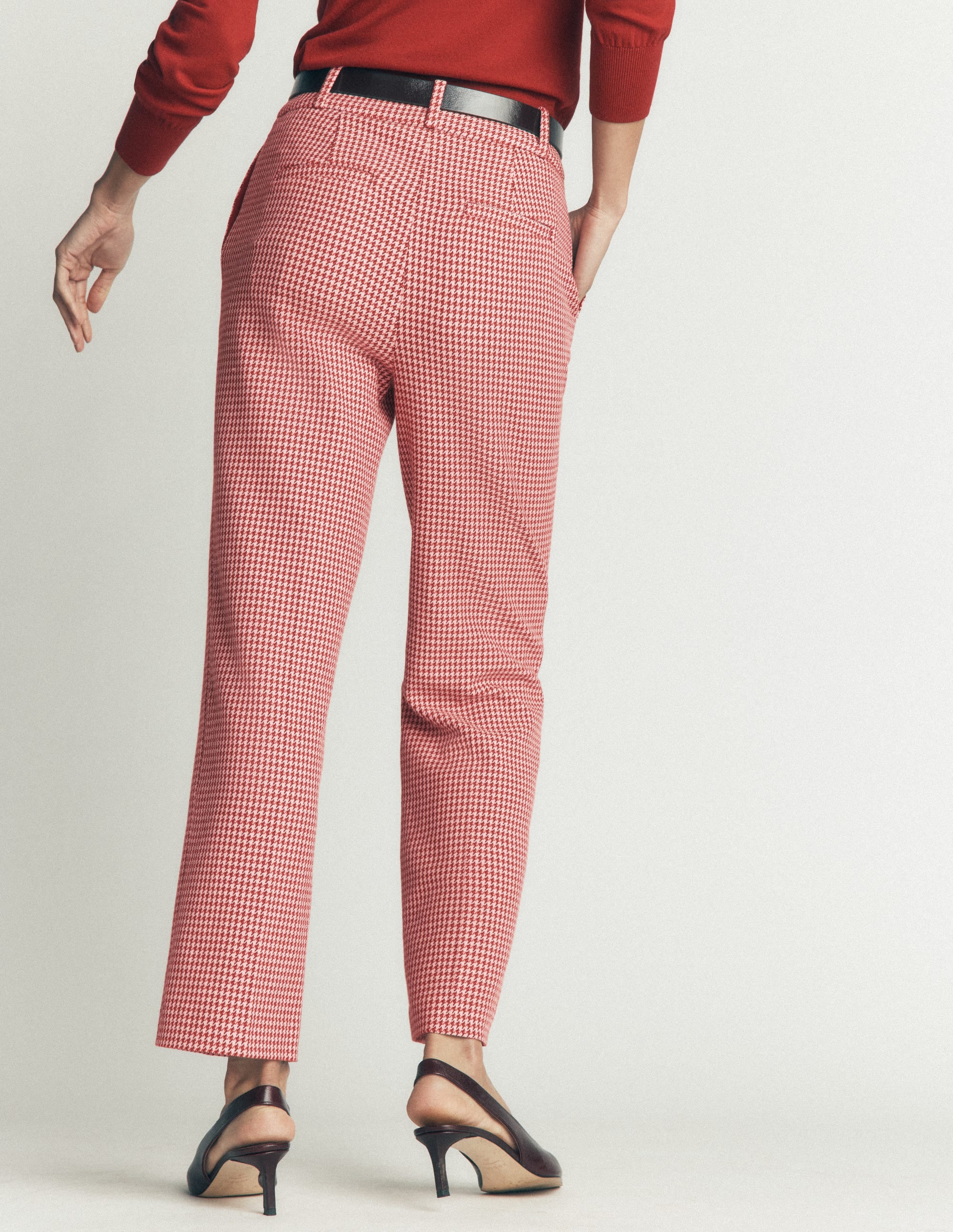 Canonbury Cotton 7/8 Pants-Pink, Brown Puppytooth - Image 3