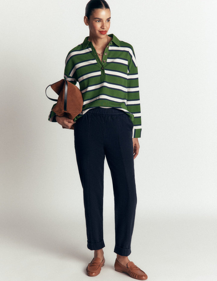 Mid Rise Straight Leg Pants-Navy