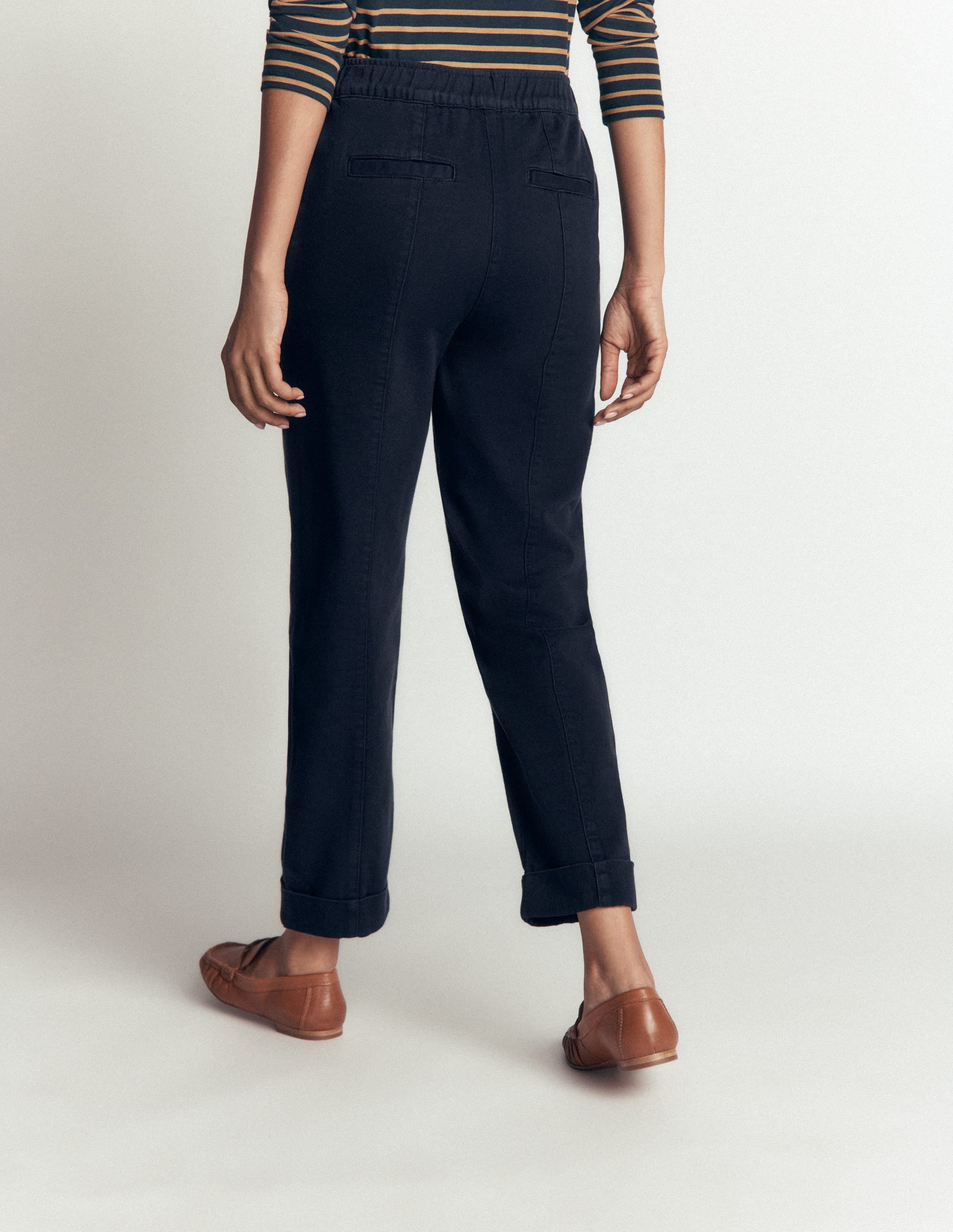Mid Rise Straight Leg Pants-Navy - Image 2