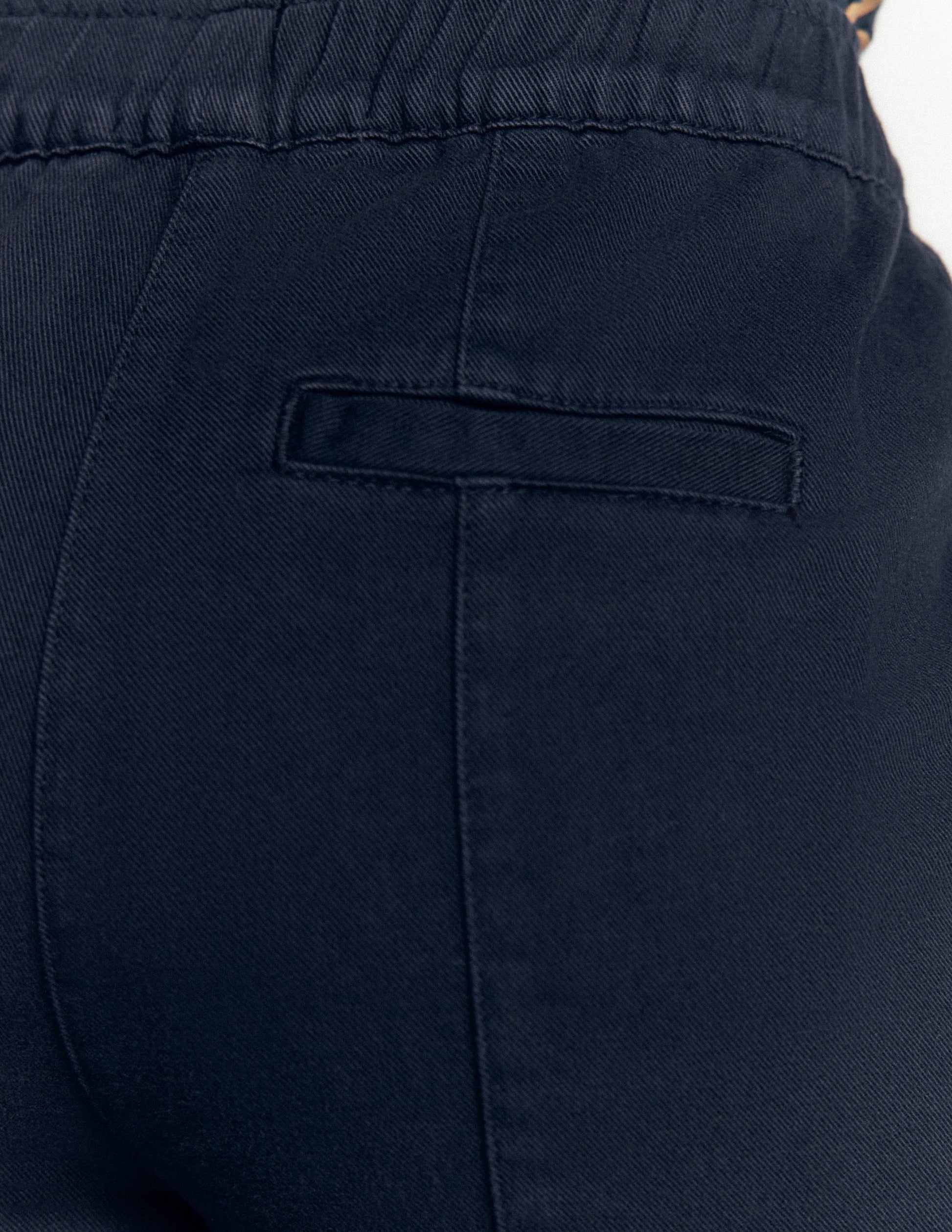 Mid Rise Straight Leg Pants-Navy-3