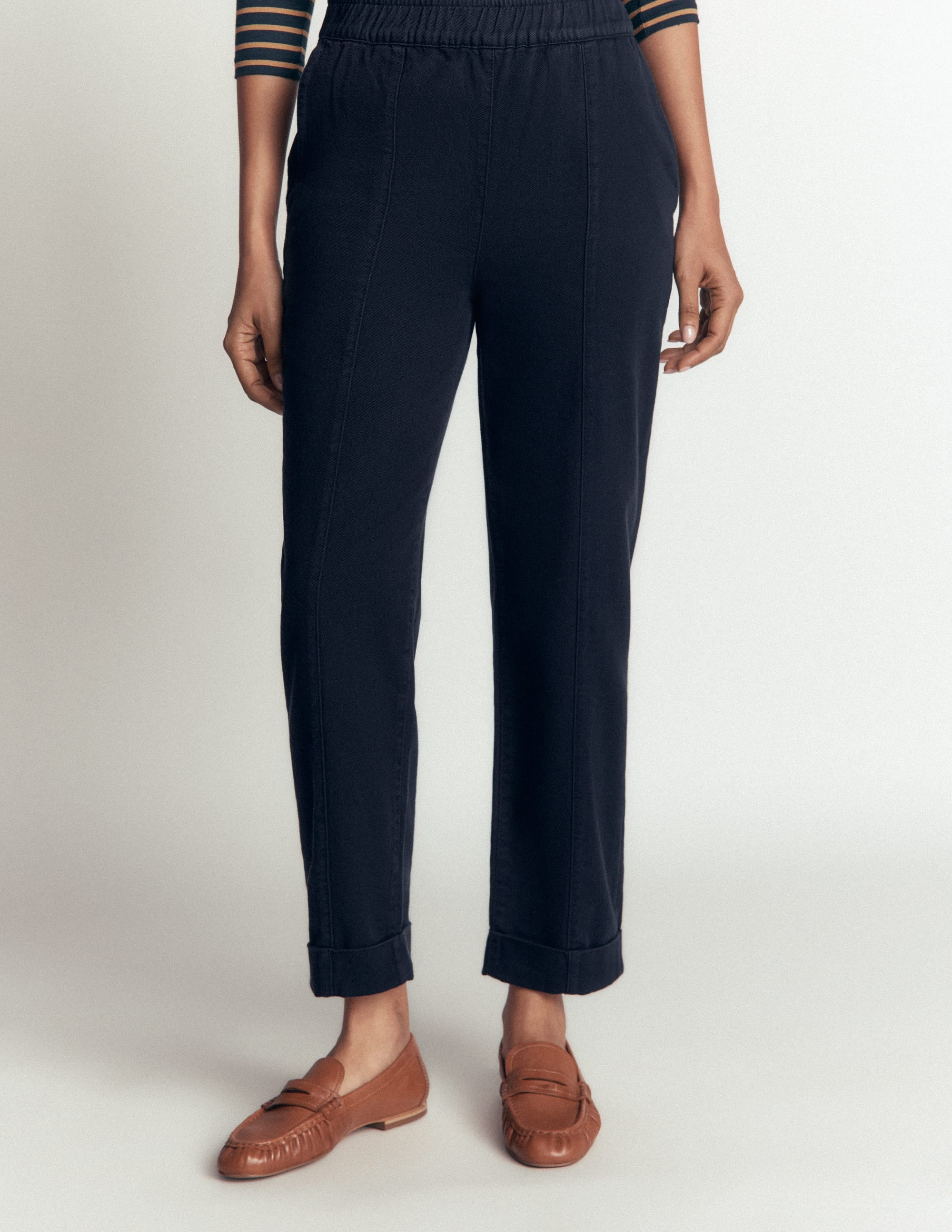 Mid Rise Straight Leg Pants-Navy - Image 4