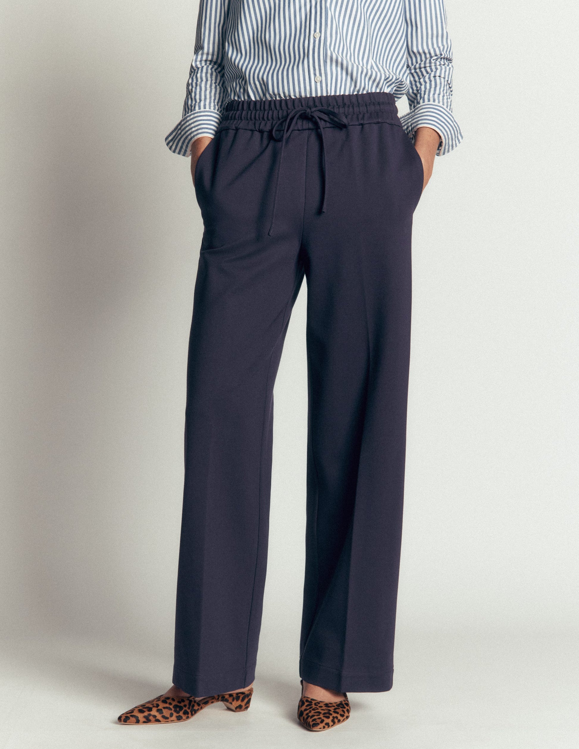 Greenwich Tie Ponte Pants-Navy-4
