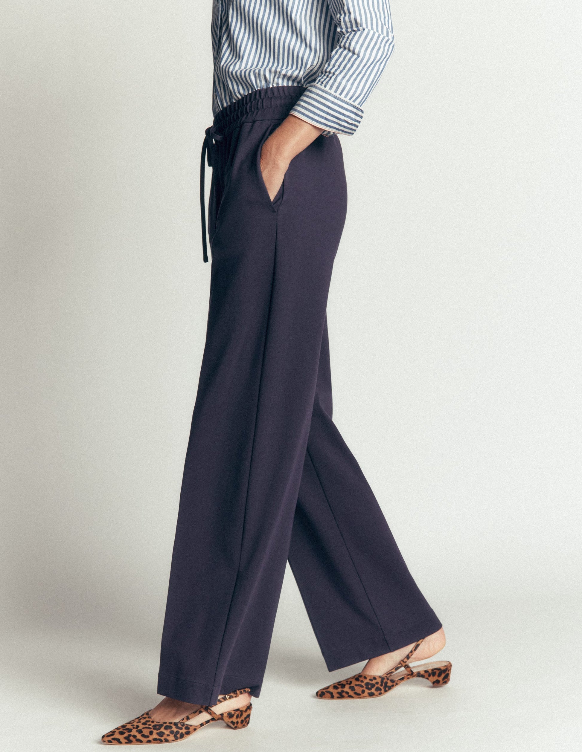 Greenwich Tie Ponte Pants-Navy-5