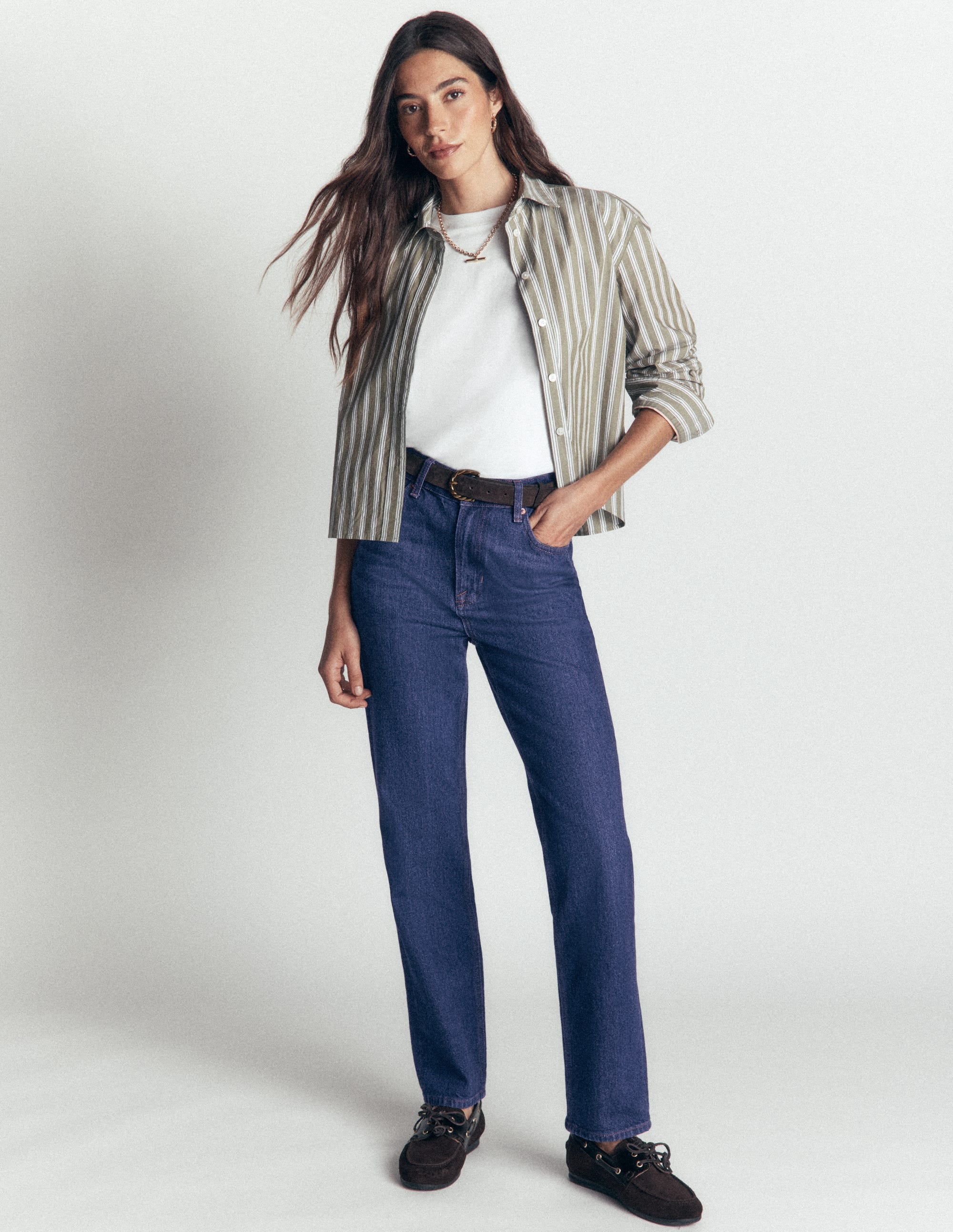 High Rise Straight Jeans-Indigo Rinse - Image 1