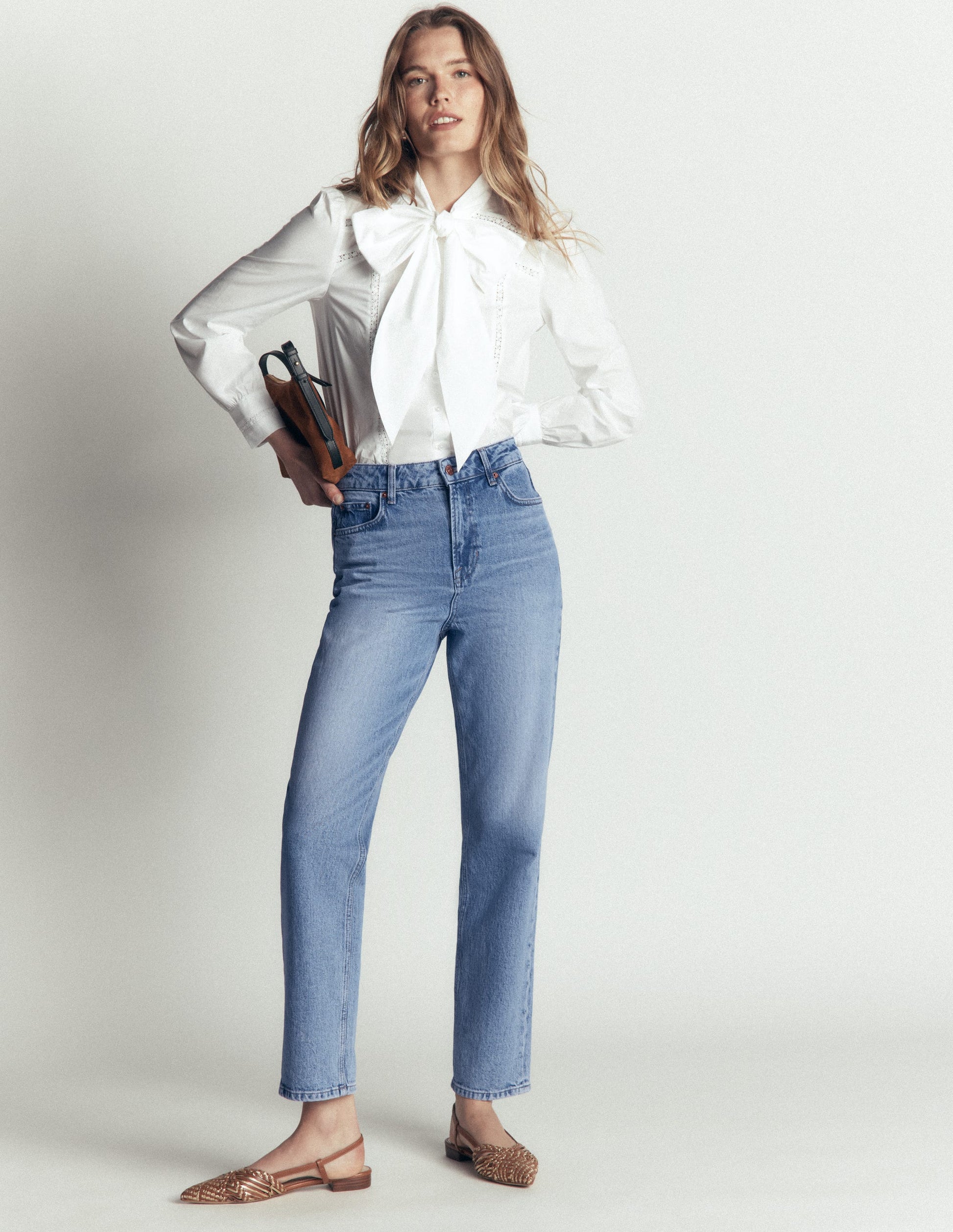 High Rise Straight Jeans-Light Vintage-1