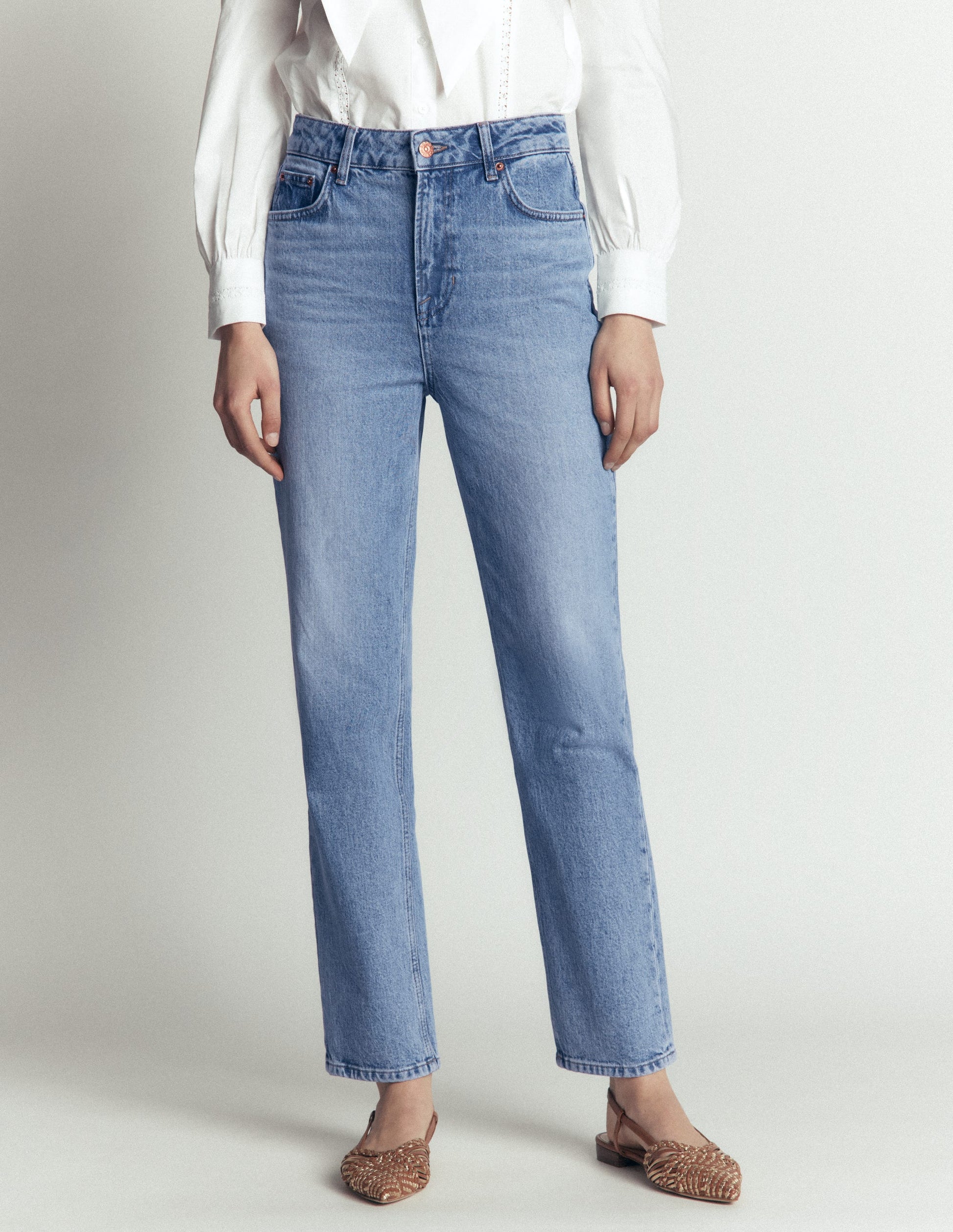 High Rise Straight Jeans-Light Vintage-4