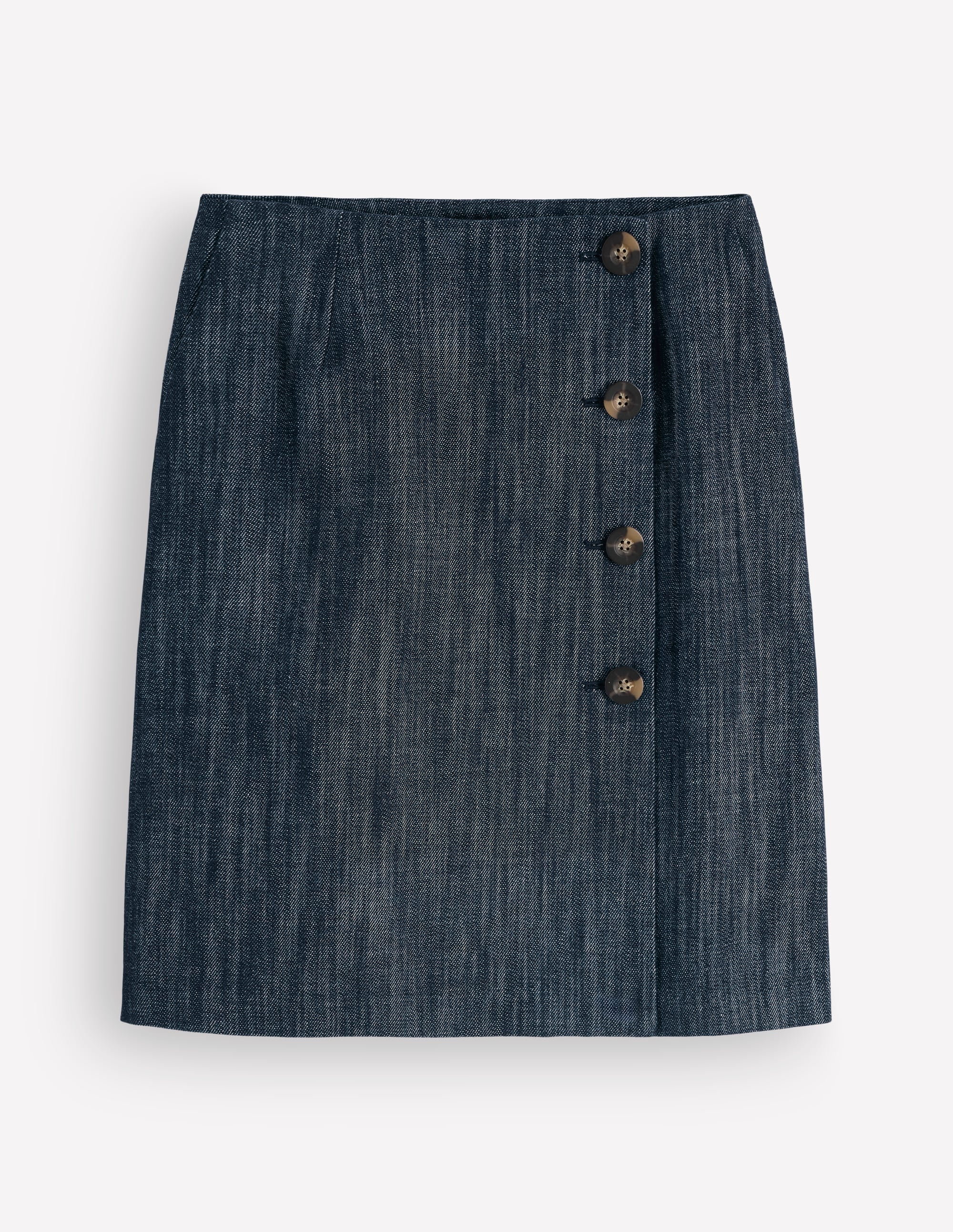 Evelyn Twill Button Wrap Skirt-Indigo Twill - Image 5