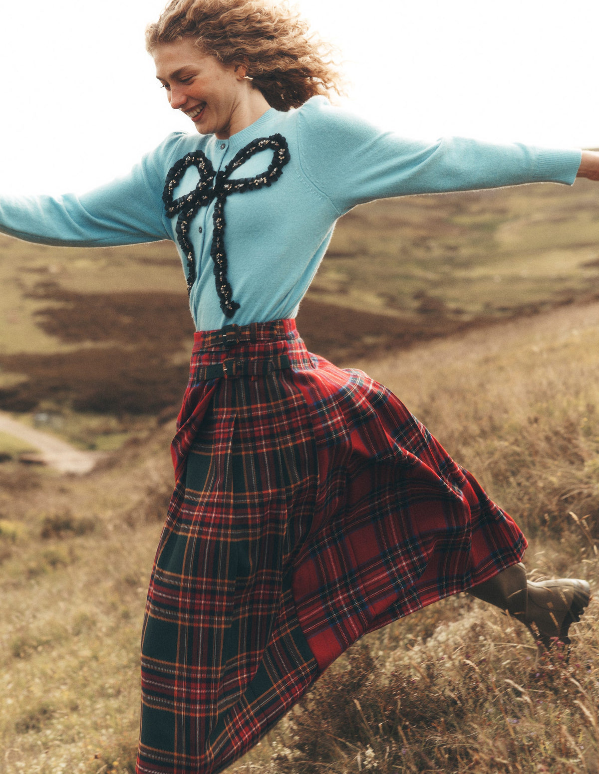 Pleated Midi Kilt-Hotch Check - Image 1